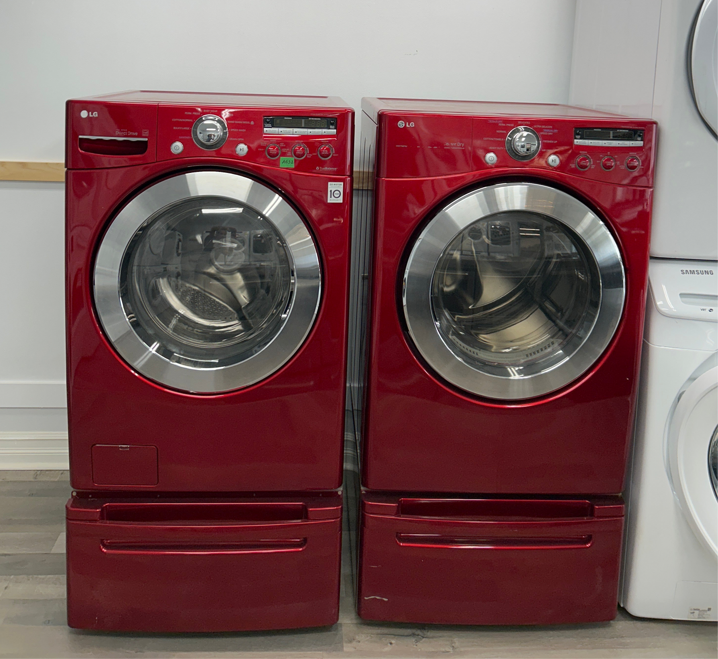LG 27” Front Load Washer/Dryer Set with Pedestals