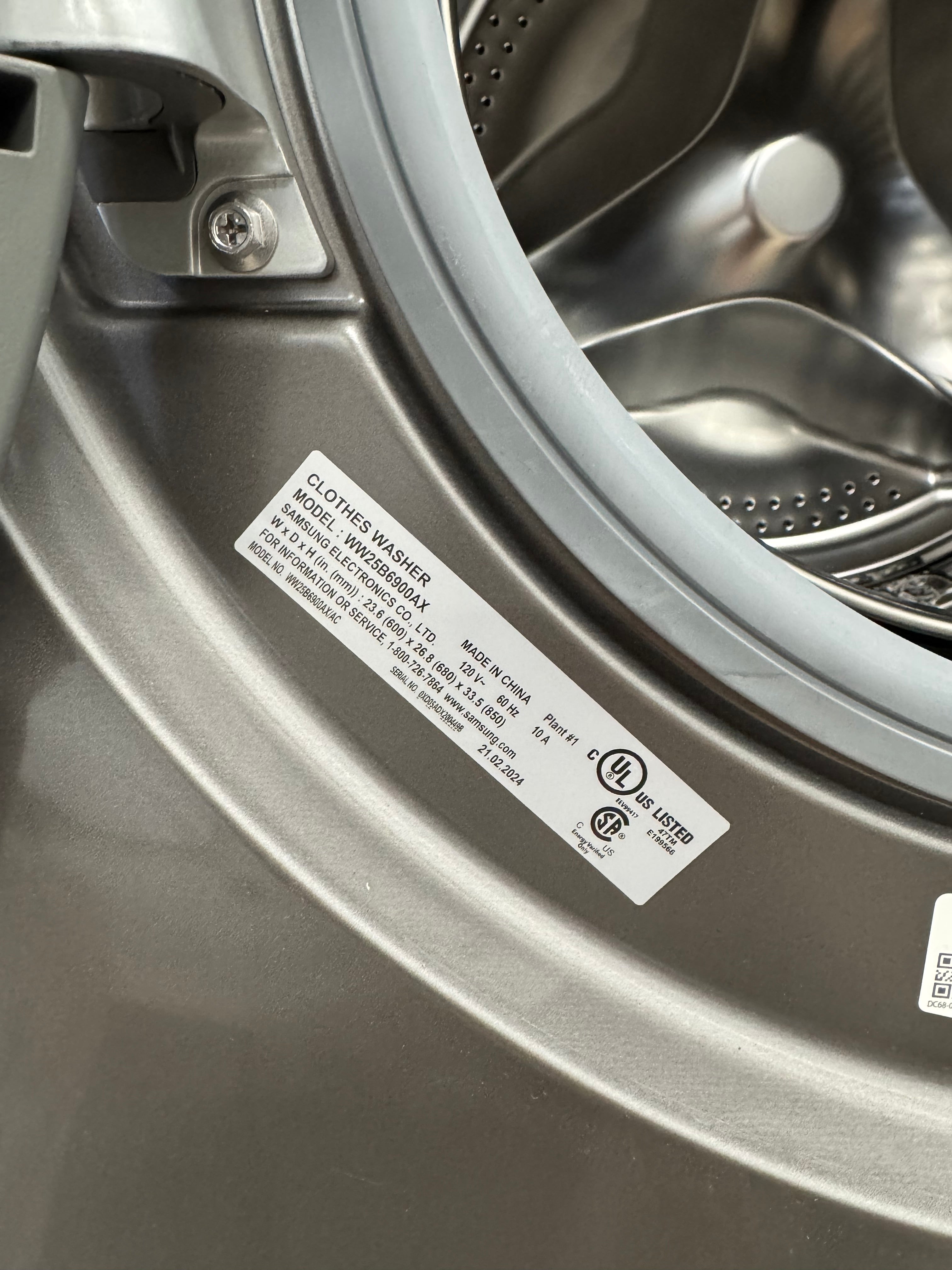 OPEN BOX - SAMSUNG 24” Front Load Washer - WW25B6900AX