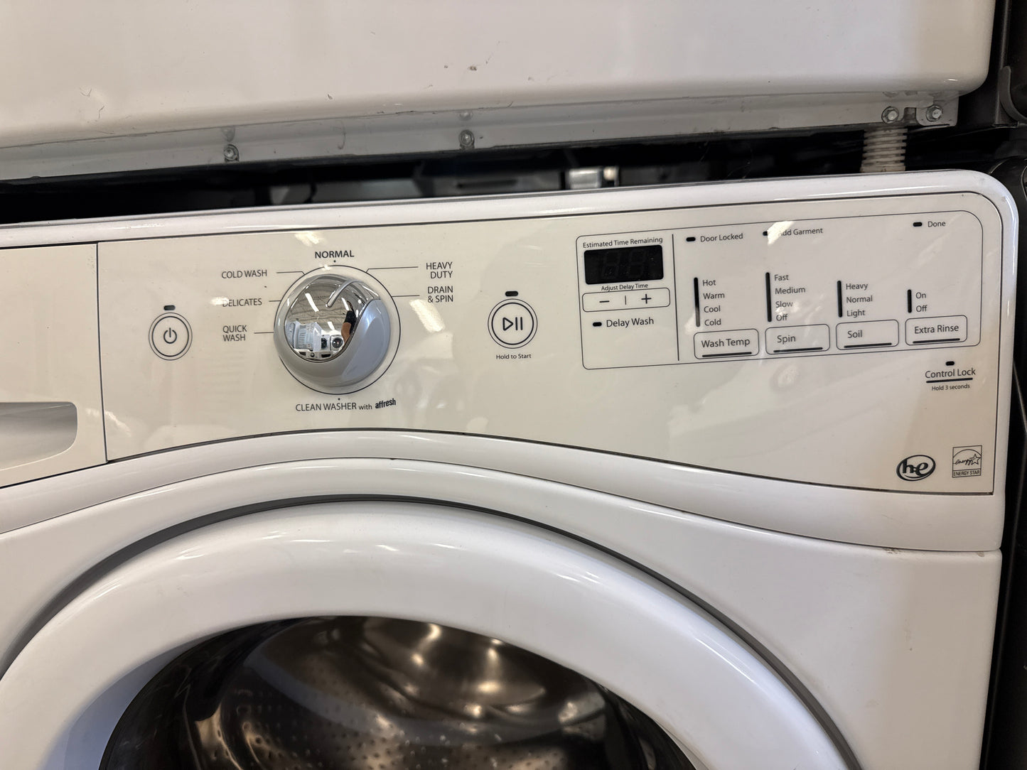Whirlpool 27” Washer and Dryer Set (Washer-wfw70hebw1 Dryer-ywed70hebw0)