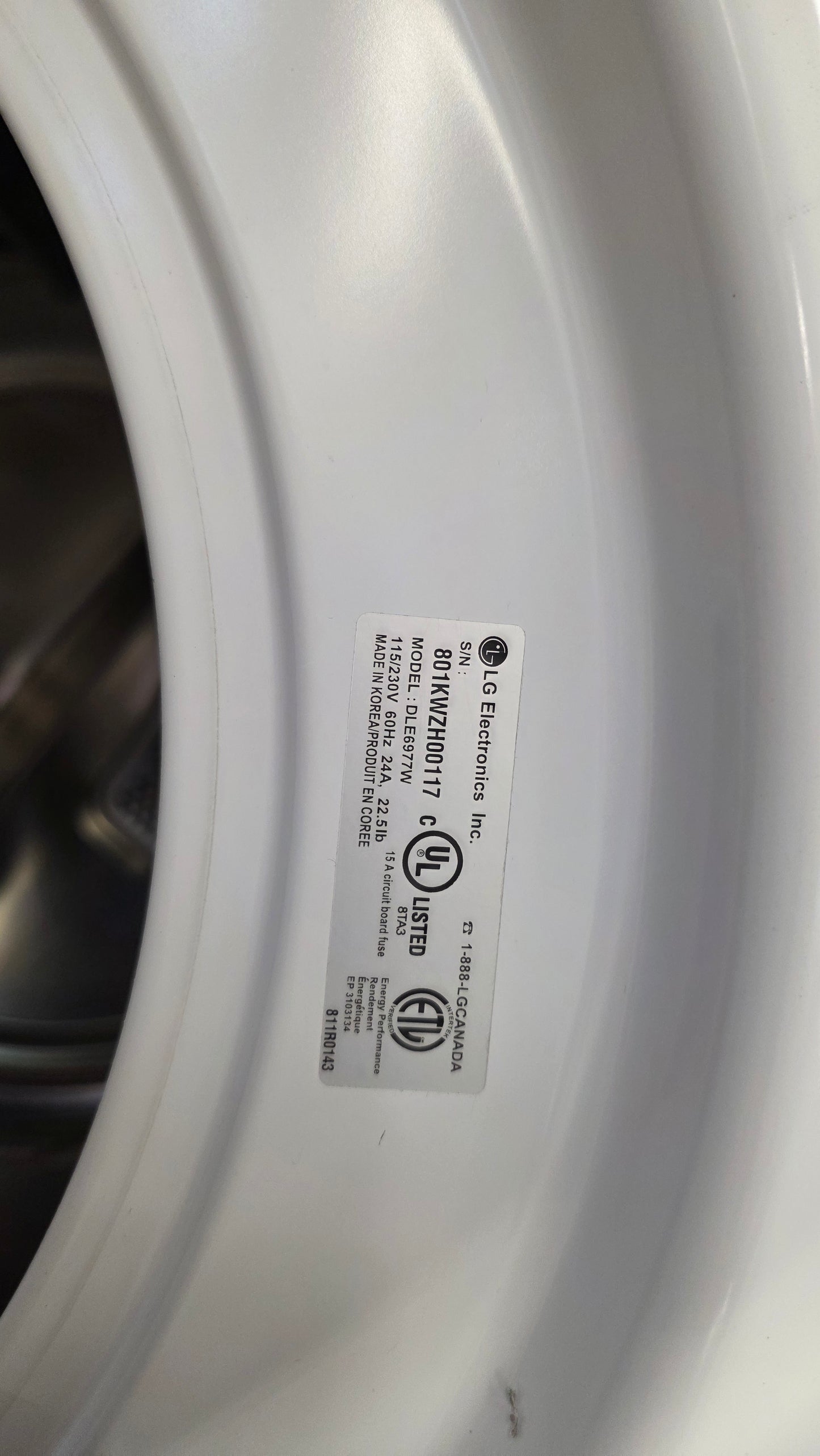 LG 27" Front Load Dryer- DLE6977W