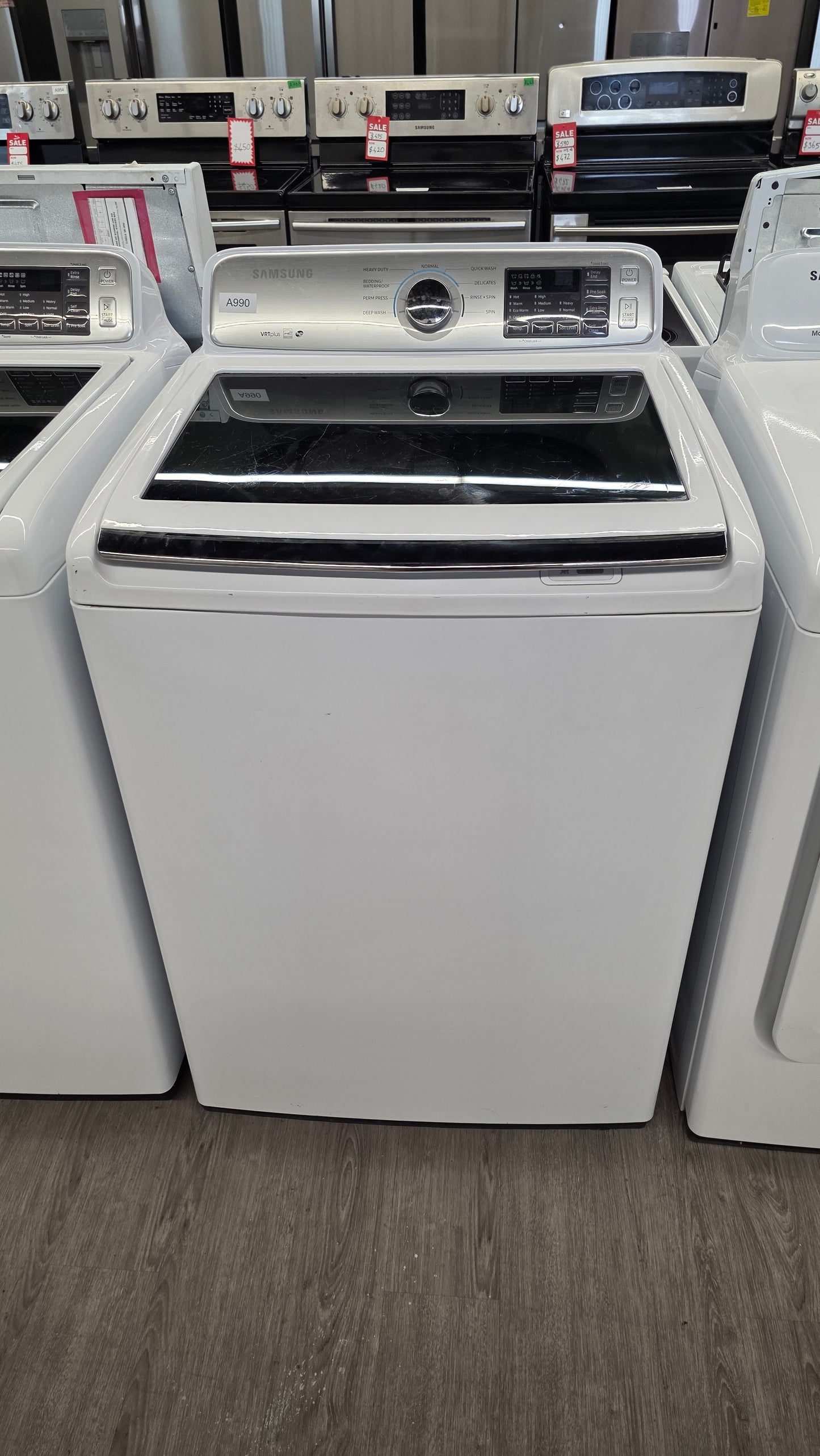 Samsung 27" Glass Top Load Washer and Dryer Set- washer WA45N7150AW/A4 dryer DV40J3000EW/AC