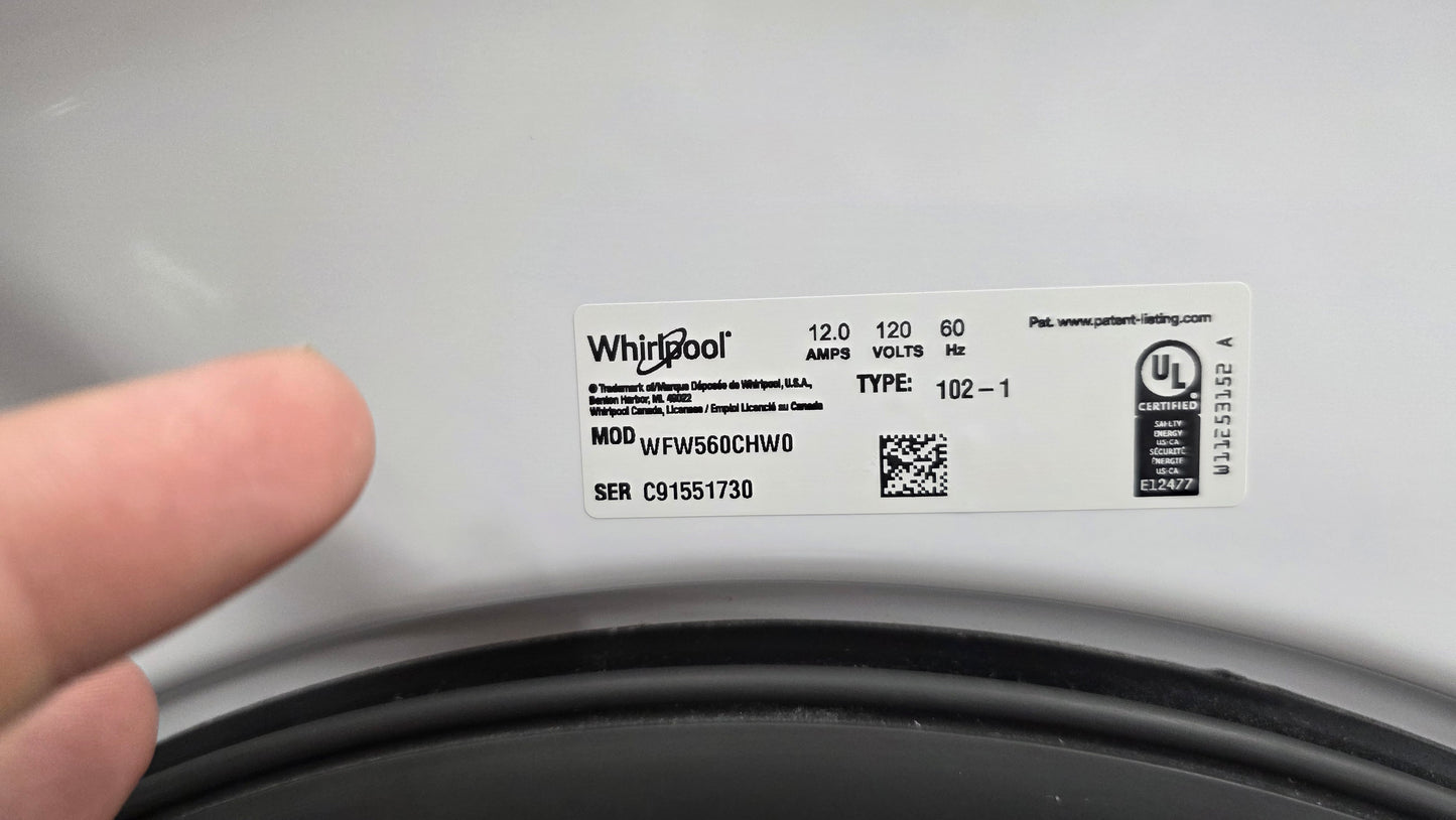Whirlpool 27" Front Load Washer WFW560CHW