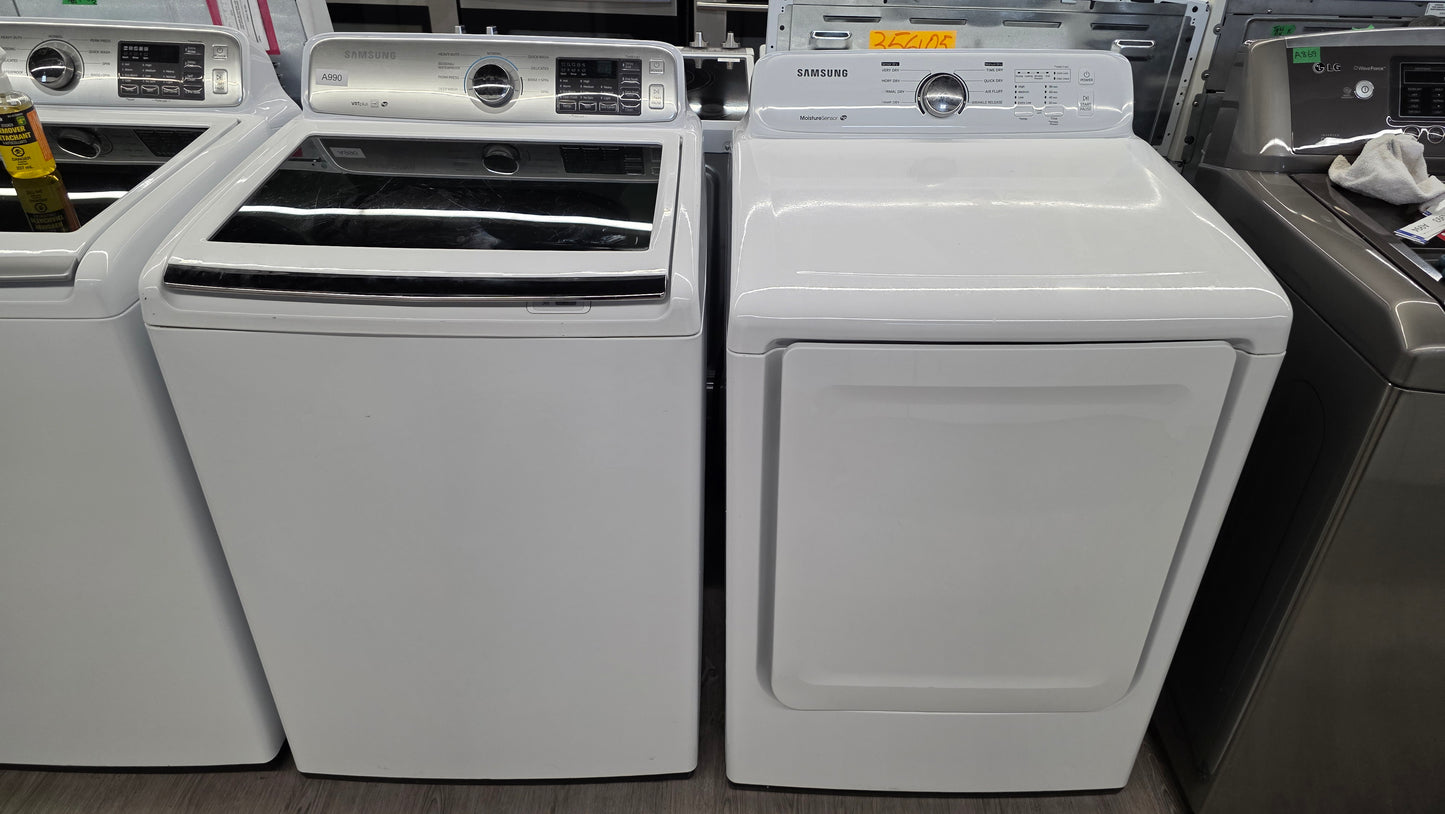 Samsung 27" Glass Top Load Washer and Dryer Set- washer WA45N7150AW/A4 dryer DV40J3000EW/AC