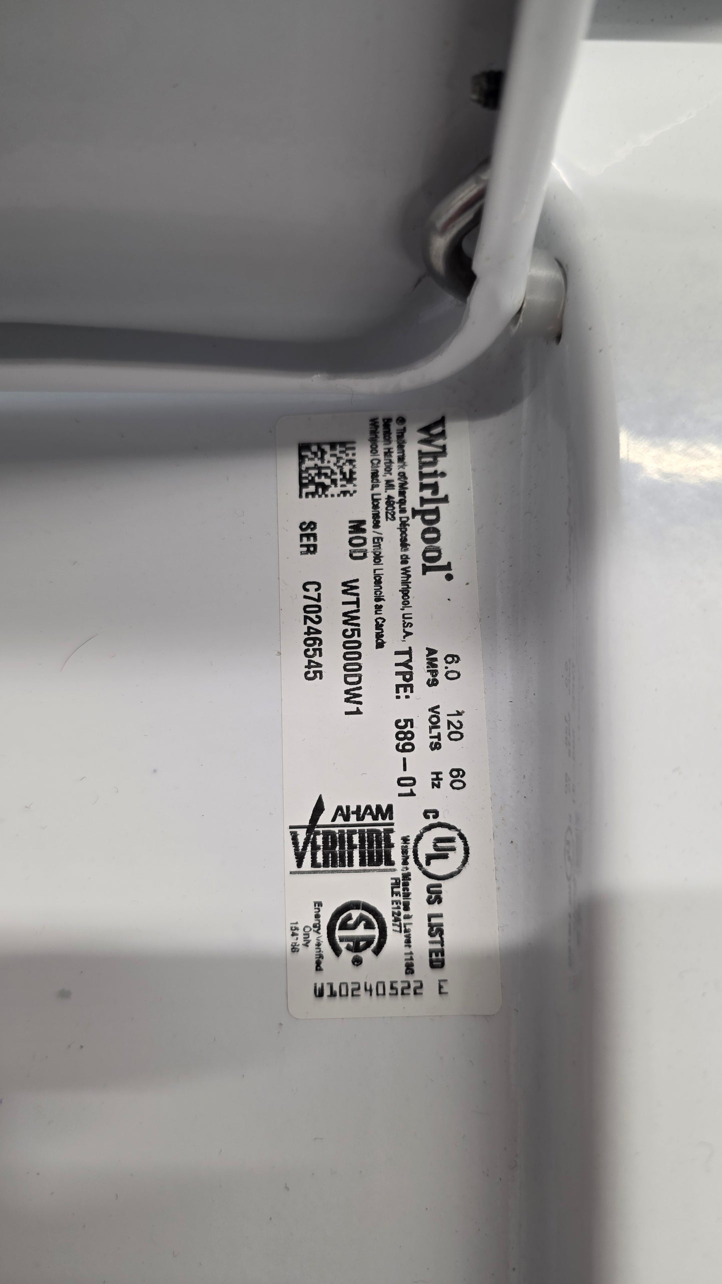 Whirlpool 27" Top Load Washer- WTW5000DW1