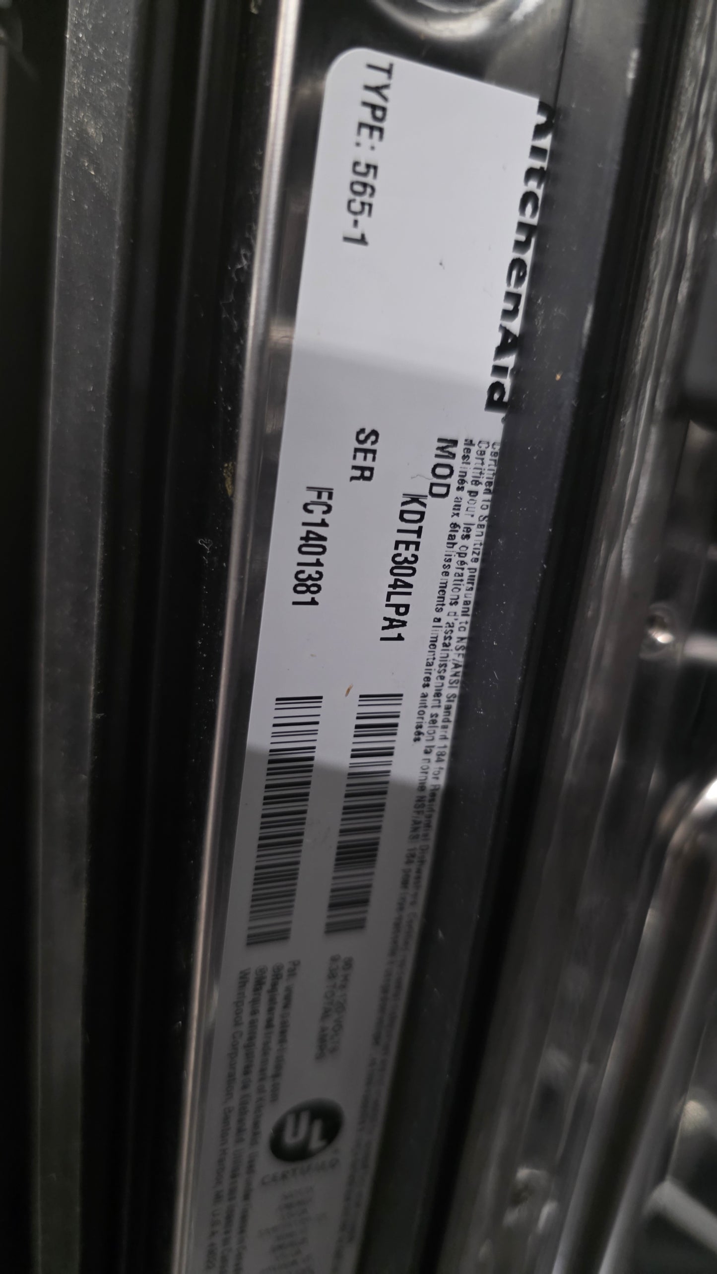 Open Box Kitchenaid 24" Dishwasher DTE3OALPA1