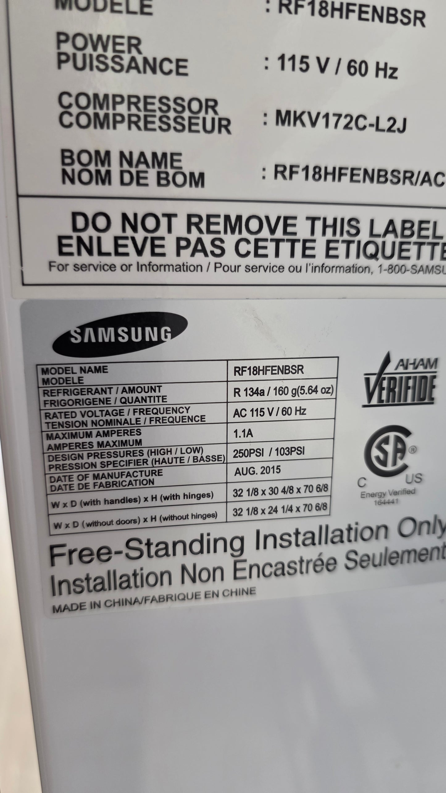 Samsung 33" Stainless Steel French Door Fridge -RF18HFENBSR