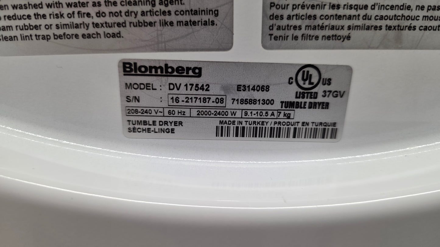 Bloomberg 24" Front Load Washer and Dryer Set- washer WM 77120 NBL01 - dryer DV 17542