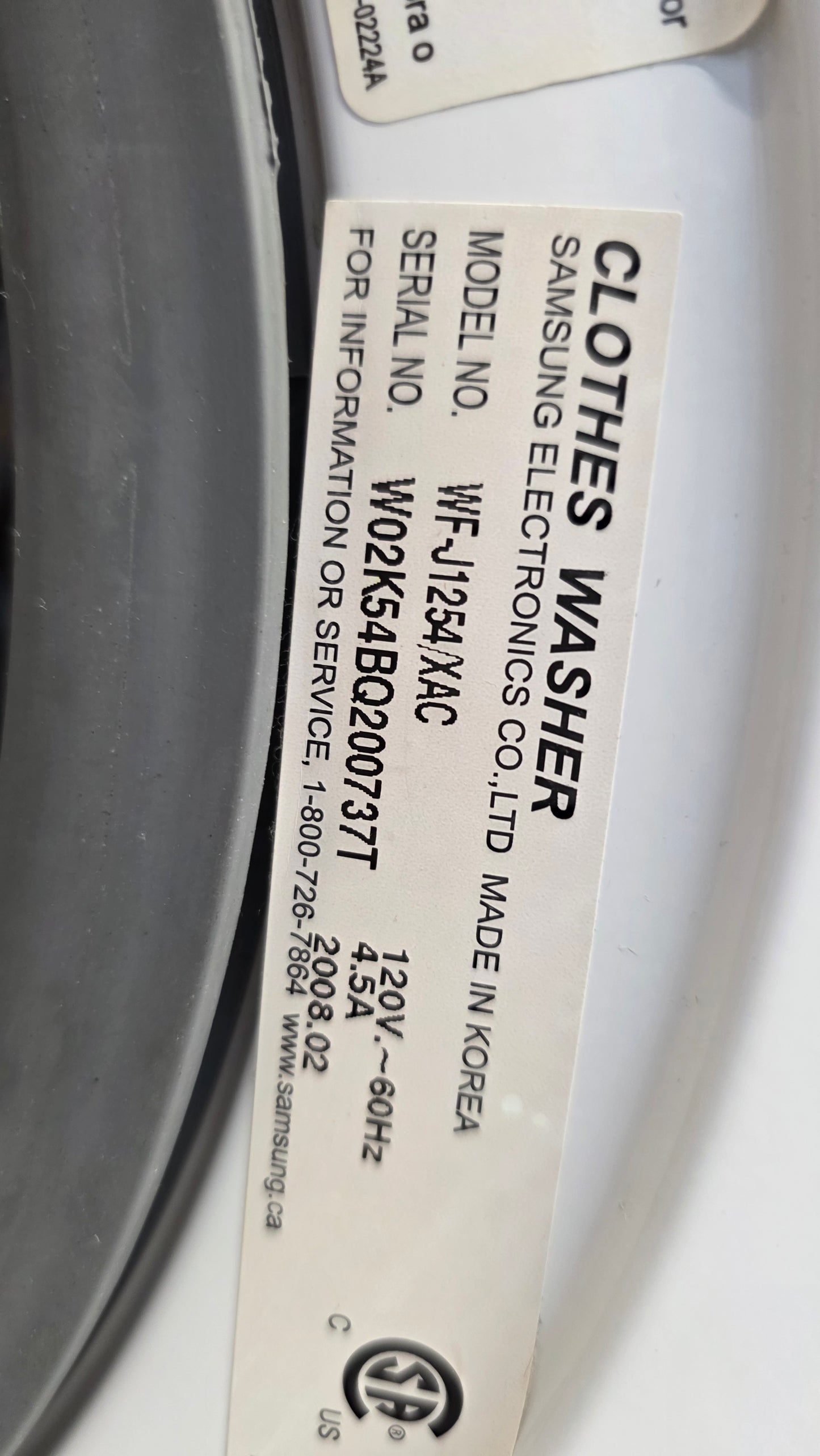 Samsung 24" Front Load Washer/Dryer Set- washer WFJ1254/XAC dryer DV665JW/XAC