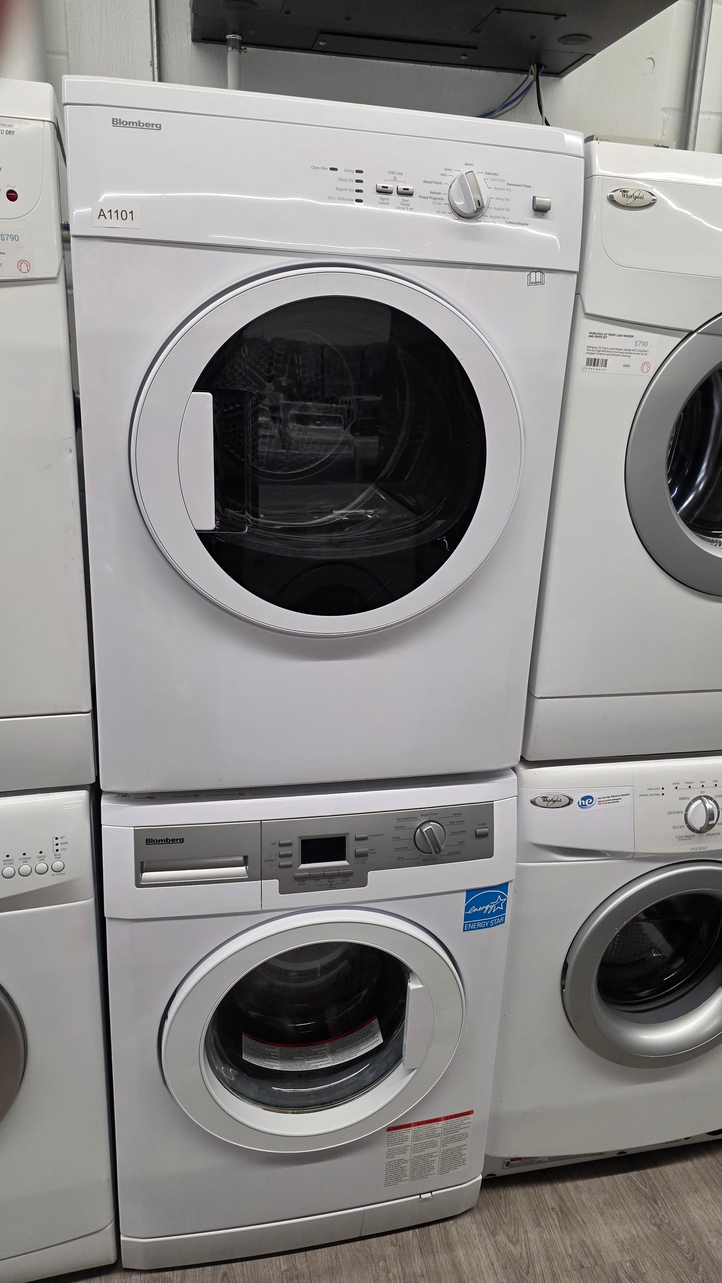 Bloomberg 24" Front Load Washer and Dryer Set- washer WM 77120 NBL01 - dryer DV 17542