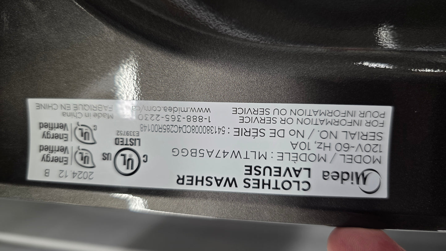 Open Box Midea 25" Top Load Washer MLTW47A5BGG