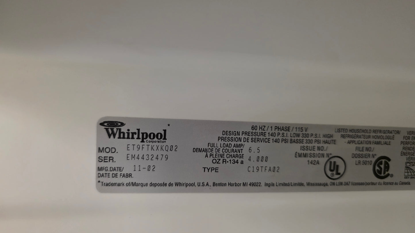 Whirlpool 30" Top Freezer Fridge ET9FTKXKQ02