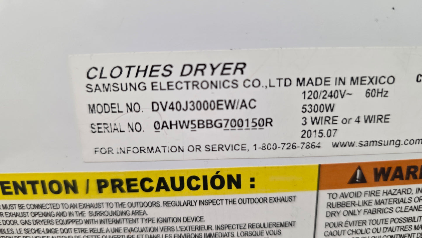 Samsung 27" Glass Top Load Washer and Dryer Set- washer WA45N7150AW/A4 dryer DV40J3000EW/AC
