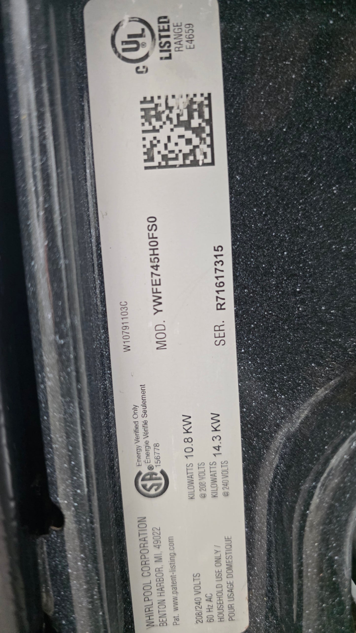 Whirlpool 30" Glass Top Range YWFE745HFS