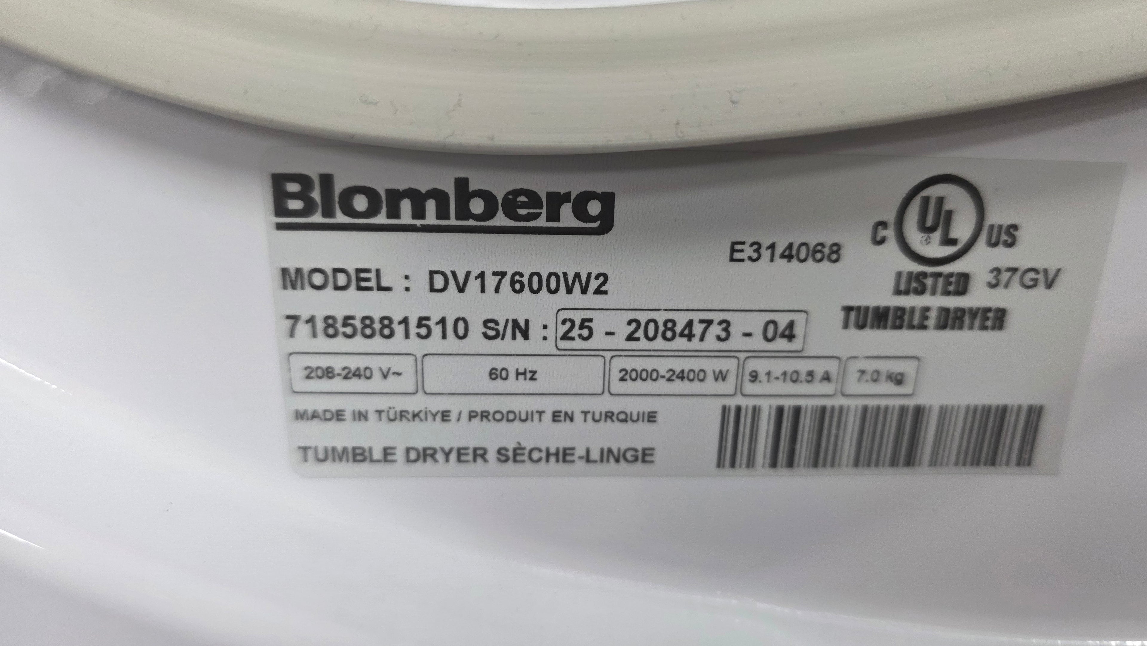New Blomberg 24” Front Load Washer & Dryer Set - DV17600W2 & WM72200W - 1 YEAR WARRANTY