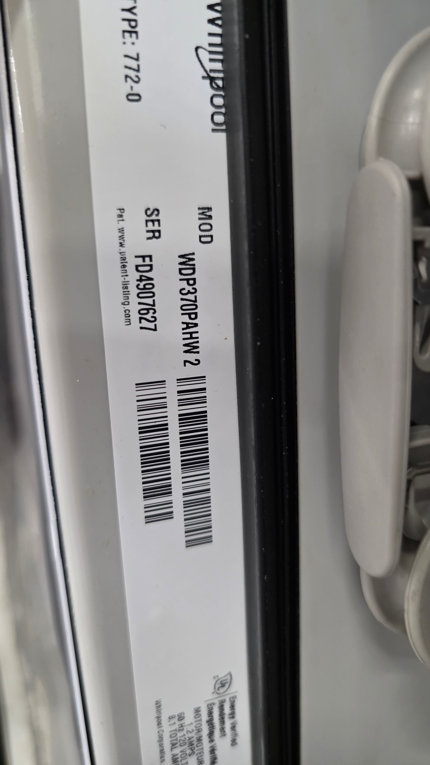 Open Box Whirlpool 24" White Dishwasher-WDP370PAHW