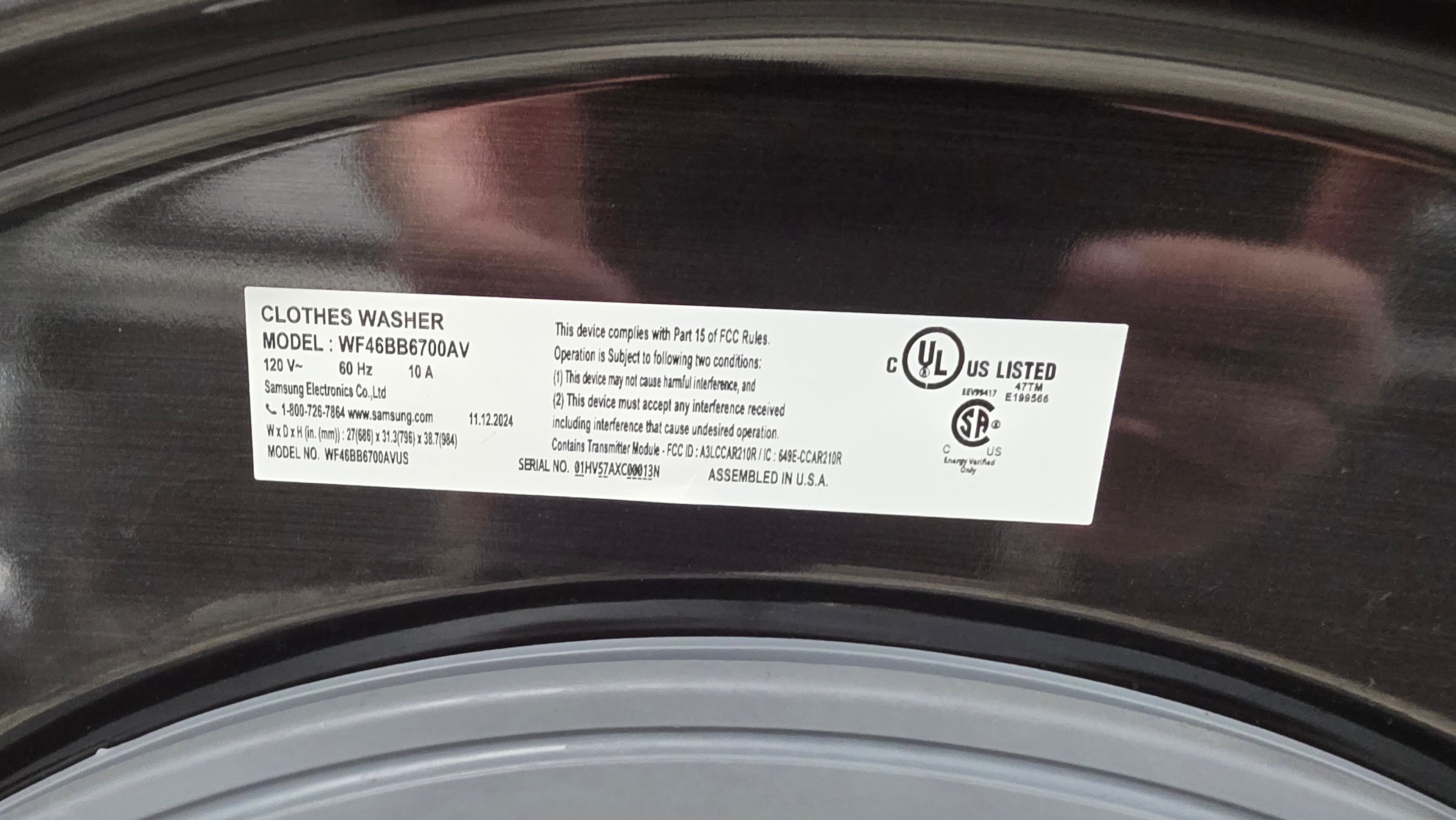 OPEN BOX- Samsung 27" Washer - WF46BB6700AV