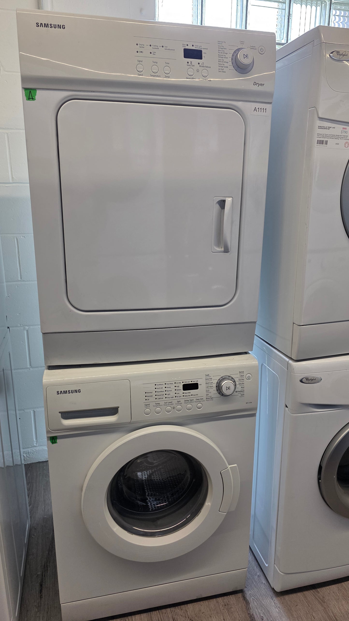 Samsung 24" Front Load Washer/Dryer Set- washer WFJ1254/XAC dryer DV665JW/XAC