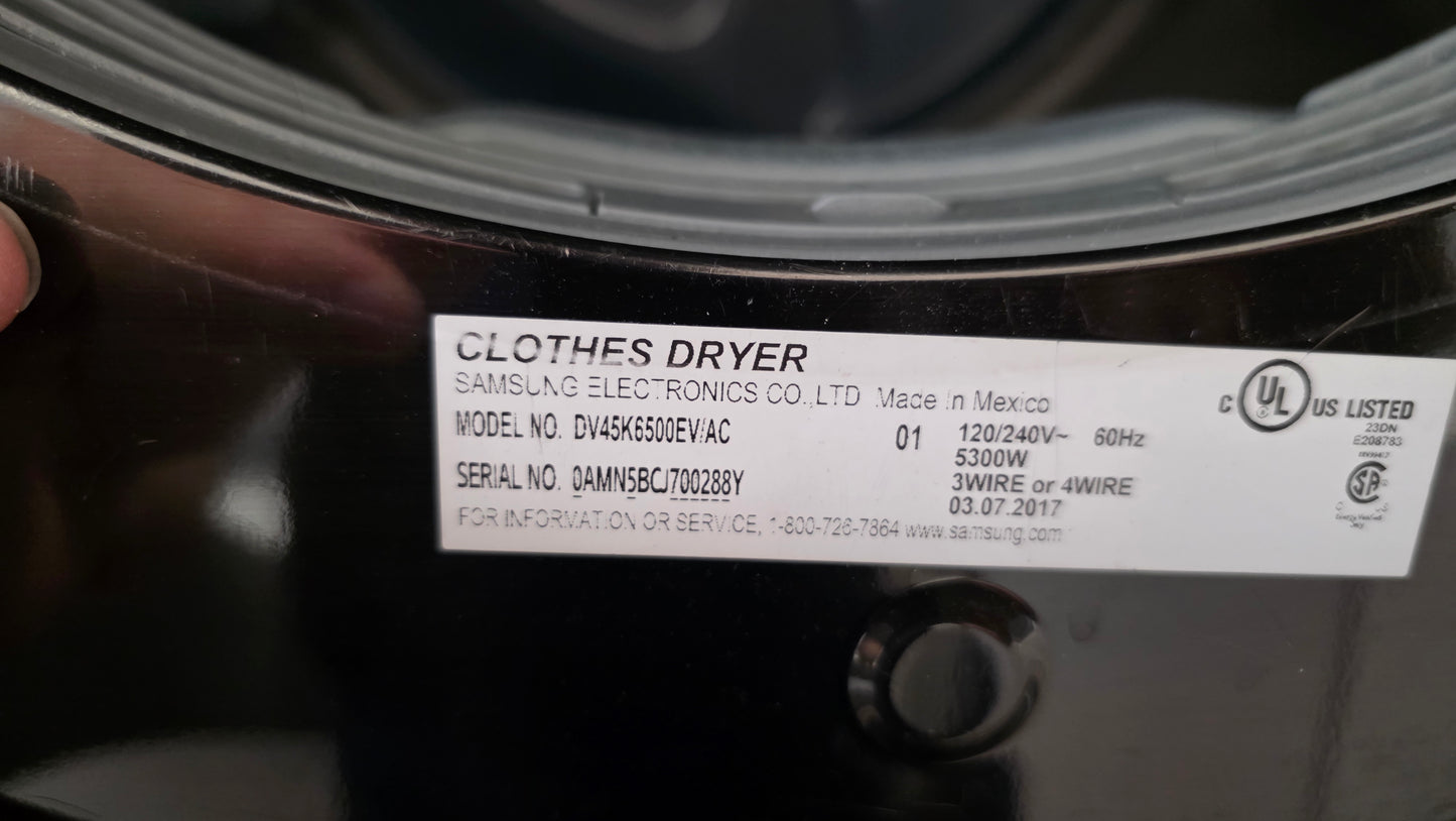 Samsung 27" Front Load Washer/Dryer Set- washer WF45K6500AV/A2 dryer DV45K6500EV