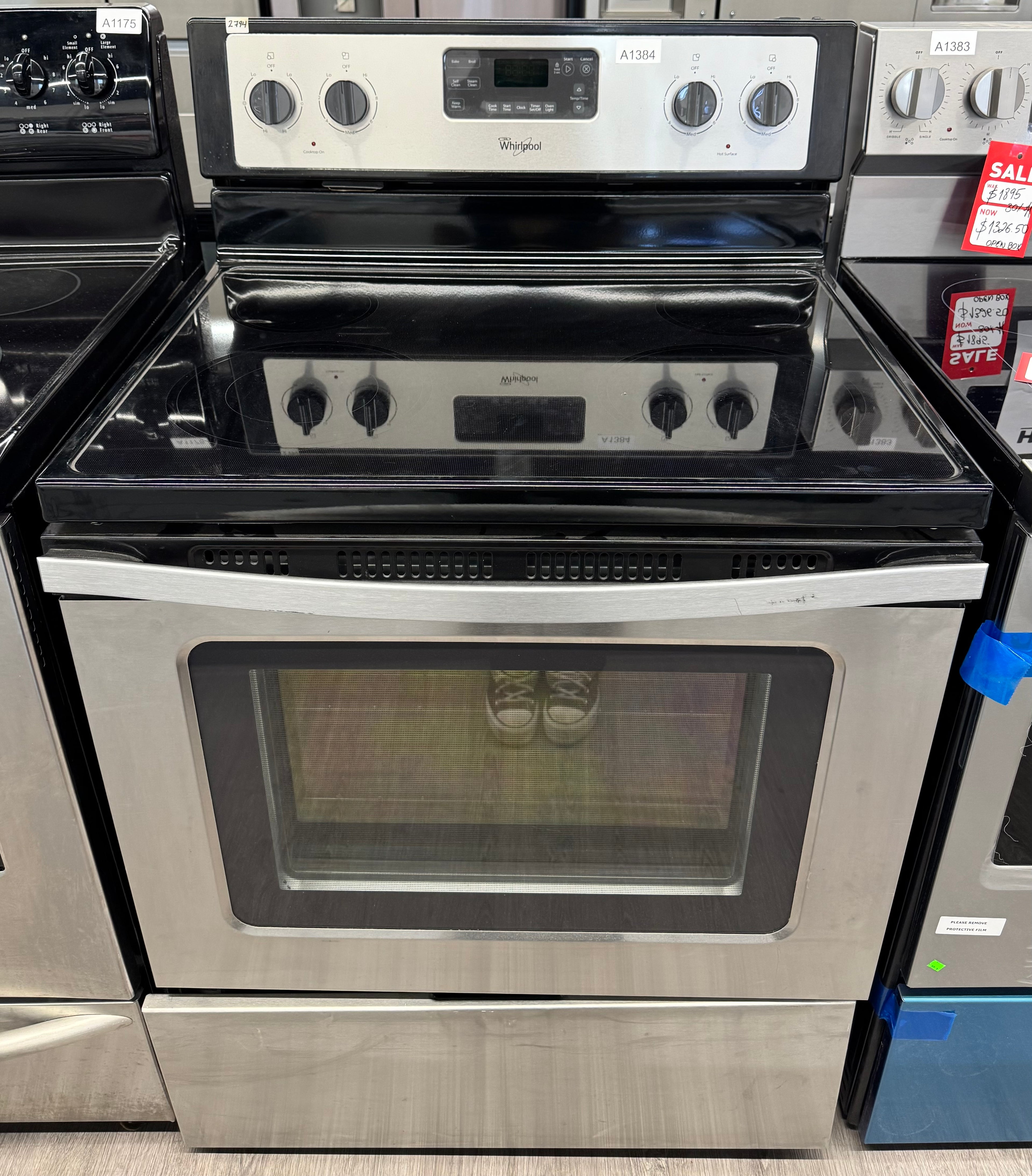 Whirlpool 30” Freestanding Glass Top Range - YWFE515S0ES1