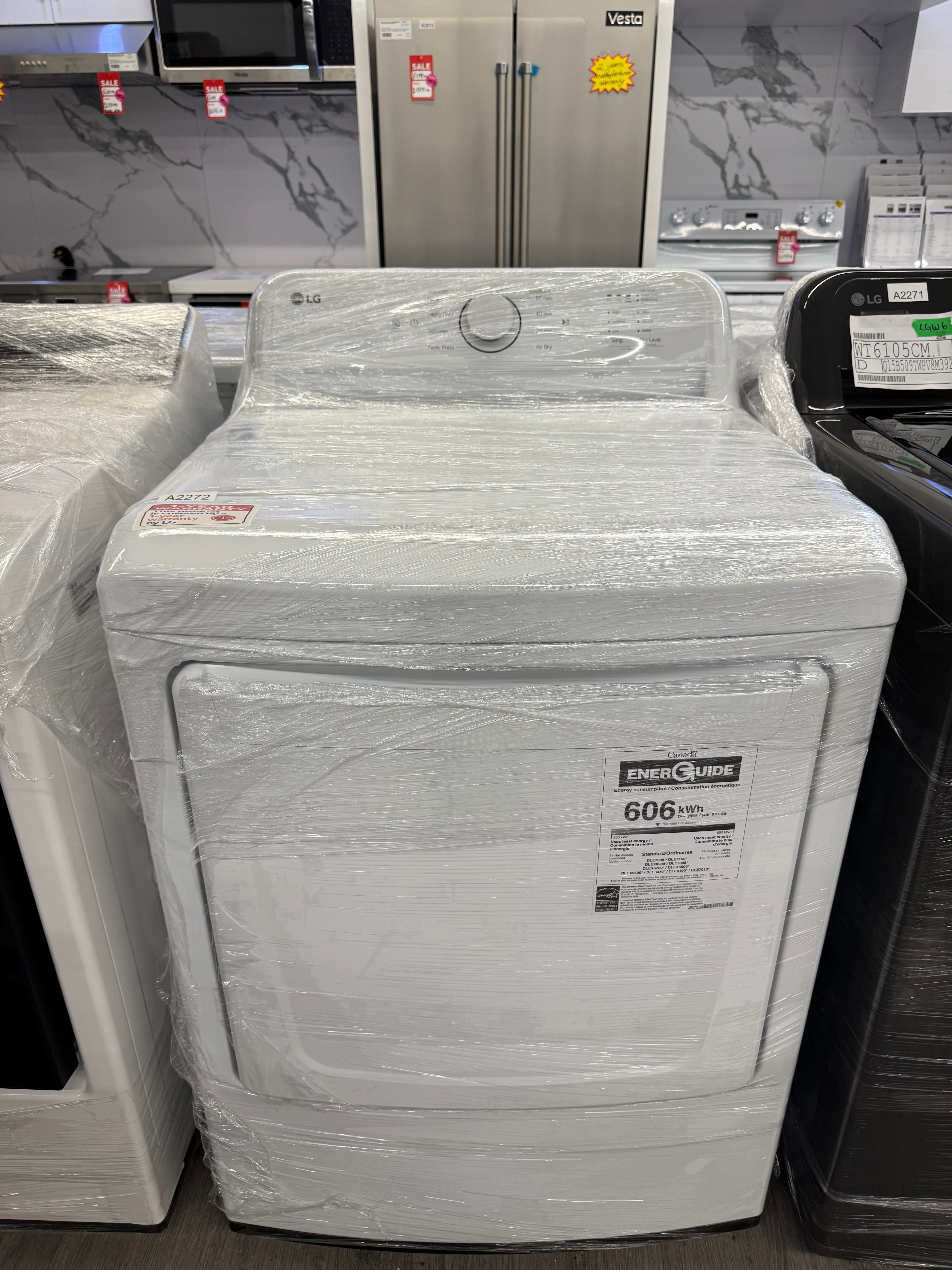 NEW - LG 27” Top Load Dryer- DLE6100W (1 YEAR MANUFACTURER WARRANTY)