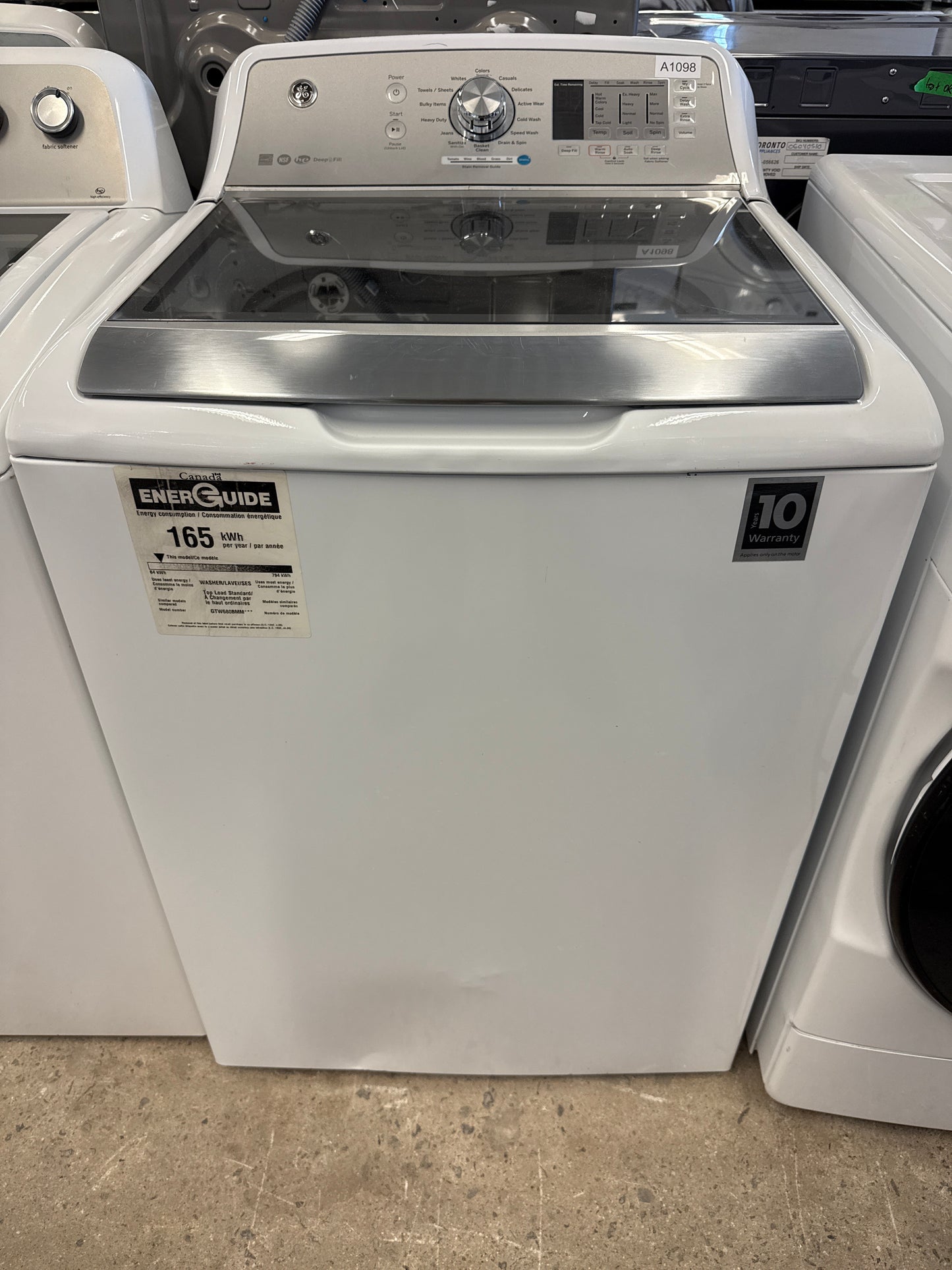GE 27" Glass Top Load Washer- GTW680BMM1WS