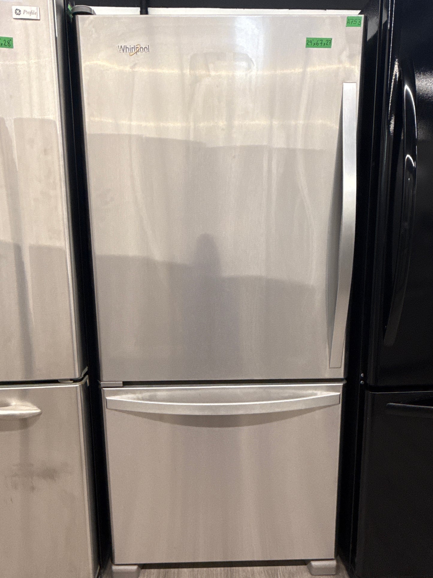 OPEN BOX-Whirlpool 30" Bottom-Mount Freezer Refrigerator-WRB329LFBM05