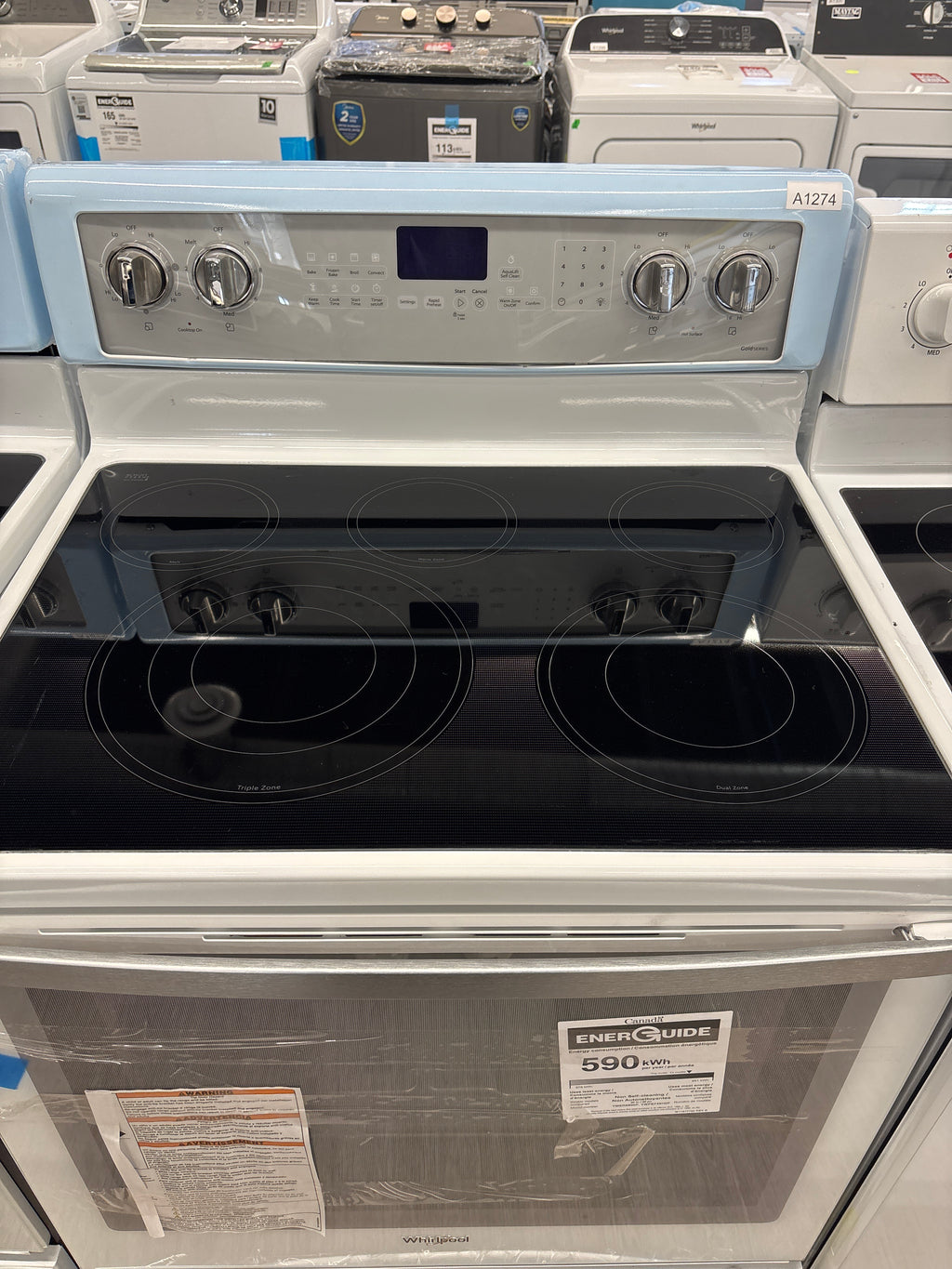 OPEN BOX - Whirlpool 30” Freestanding Glass Top Electric Range - YWFE75H0FH6