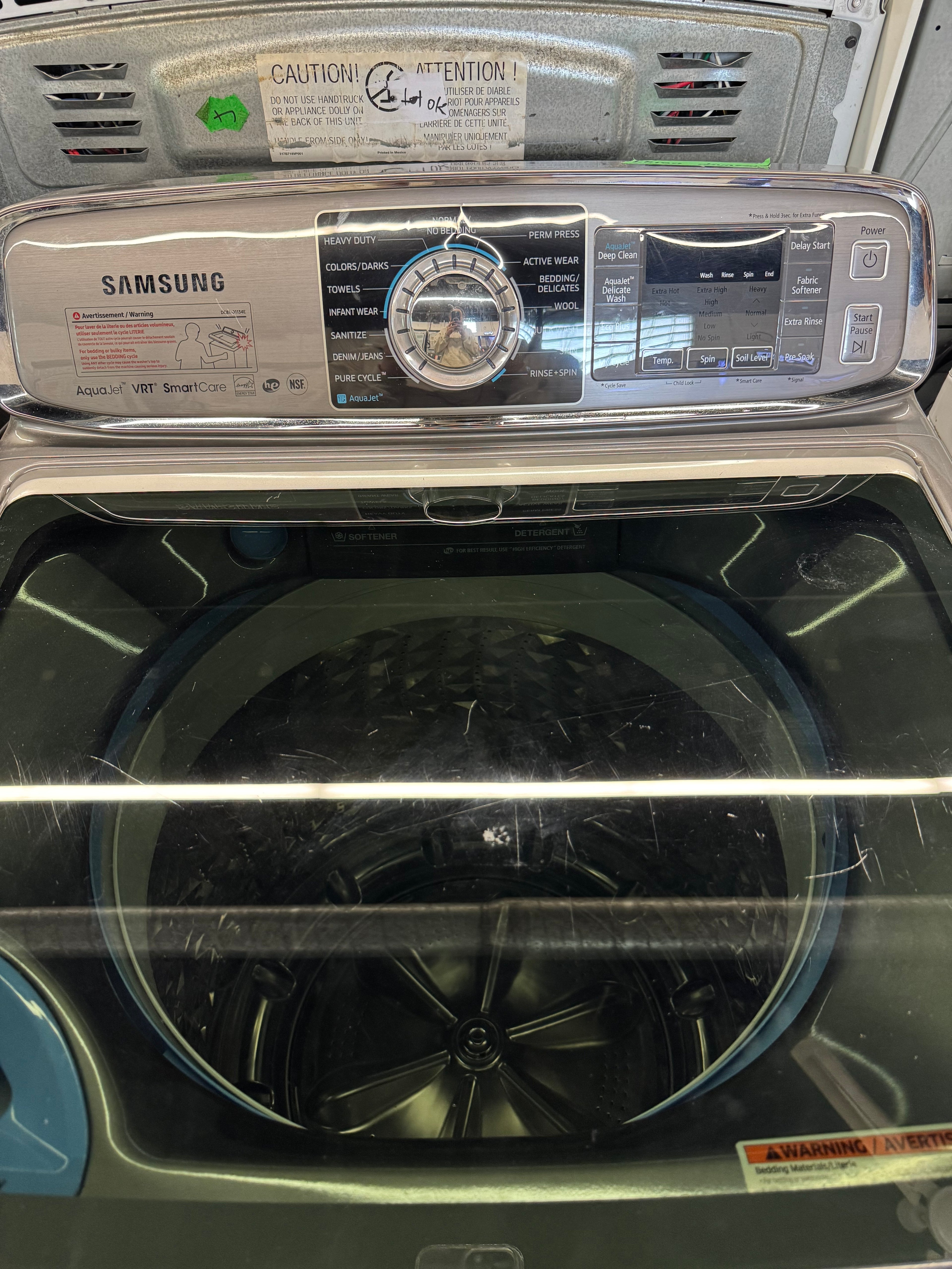 Samsung 27” Top Load Washer & Dryer Set (WA50F9A8DSP/A2 & DV50F9A8EVP/AR)