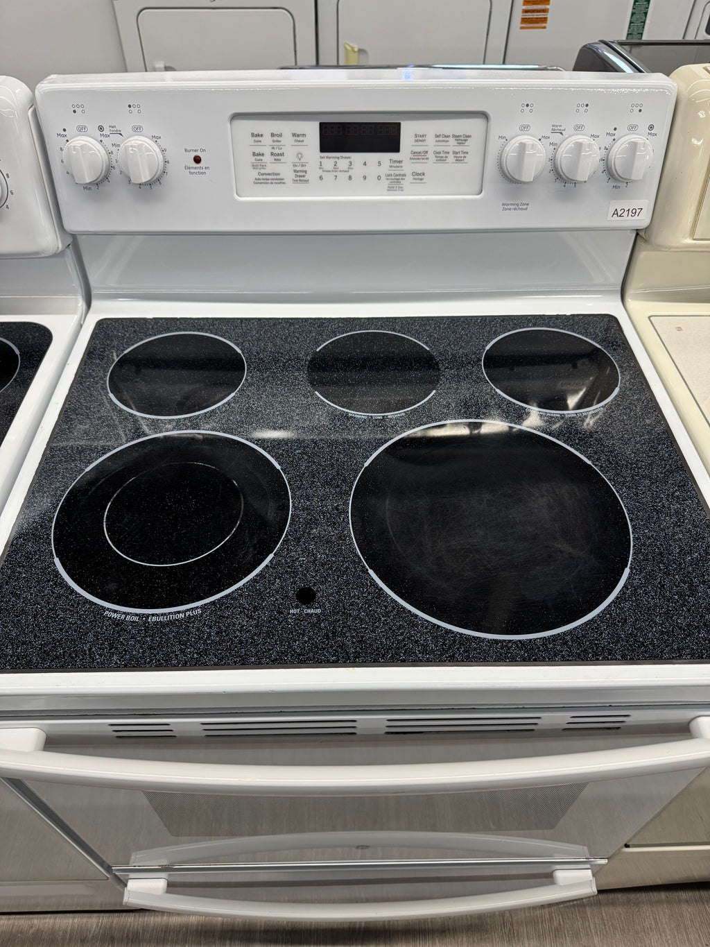 GE 30” Freestanding Glass Top Range - HCB860DK1WW