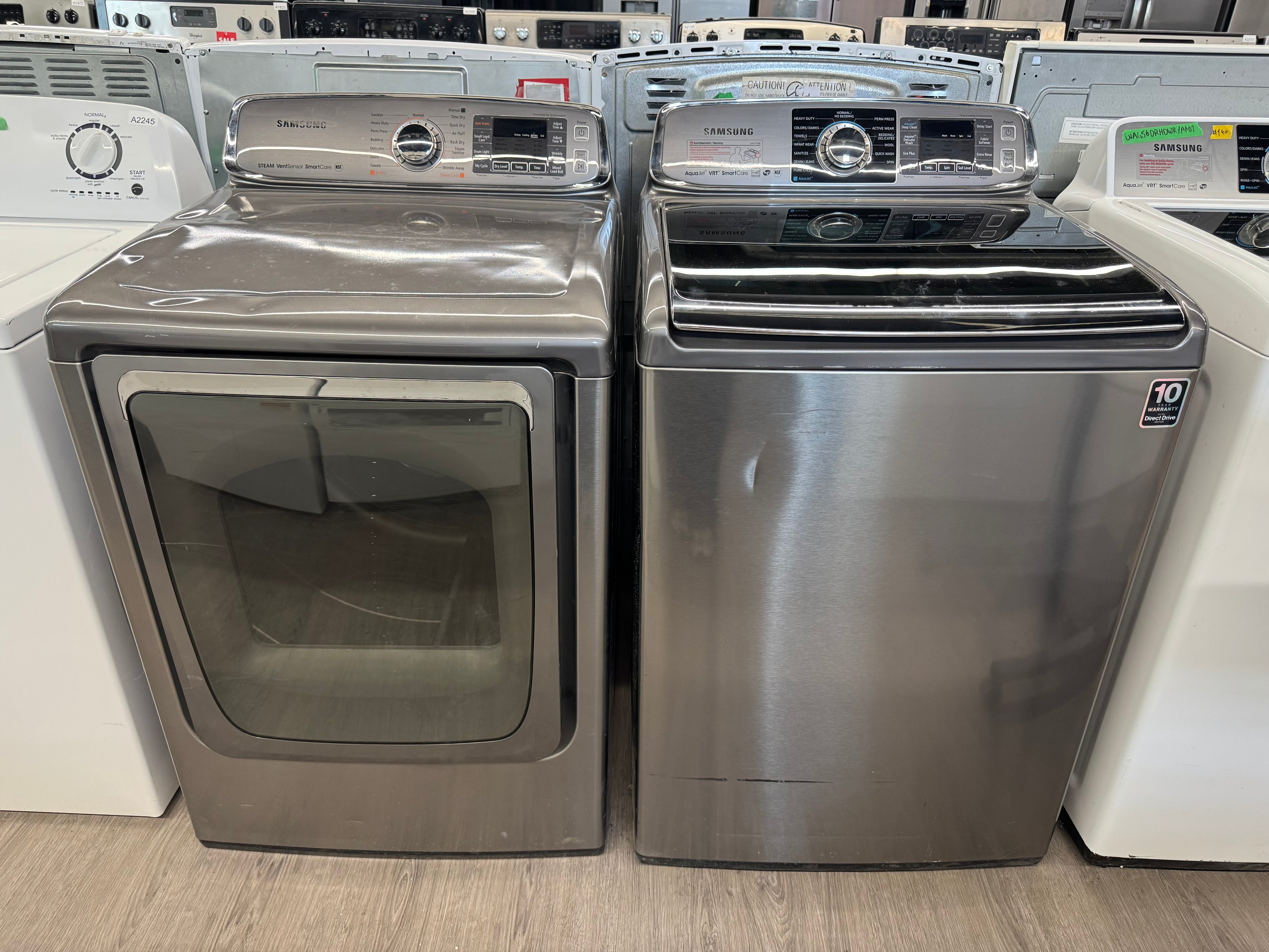 Samsung 27” Top Load Washer & Dryer Set (WA50F9A8DSP/A2 & DV50F9A8EVP/AR)