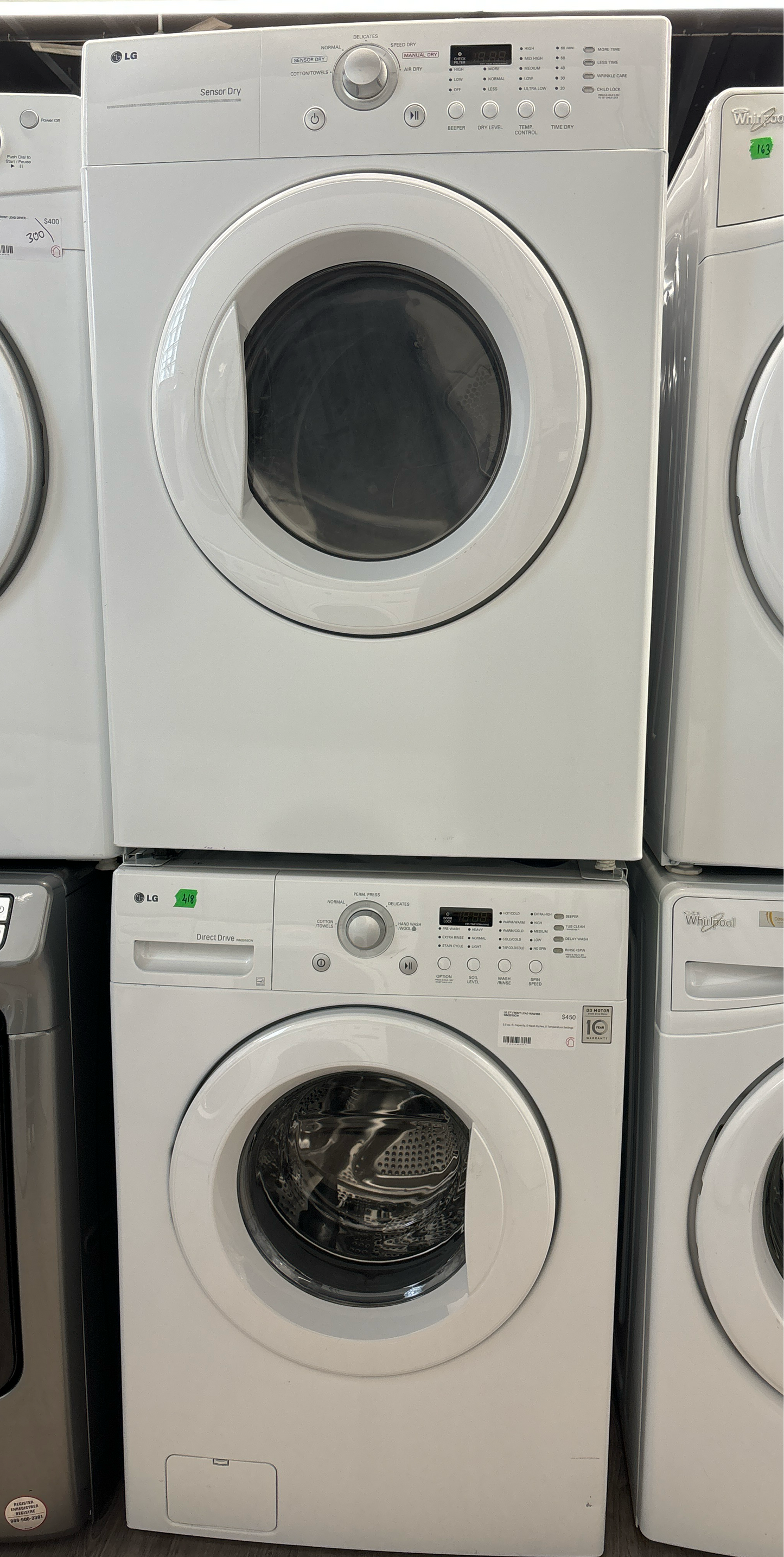 LG 27" WASHER AND DRYER SET WM2010CW / DLE1310W