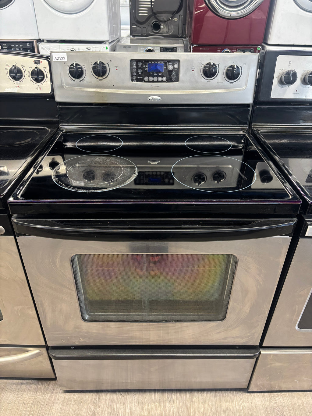 Whirlpool 30” Freestanding Glass Top Range - WERP4101SS