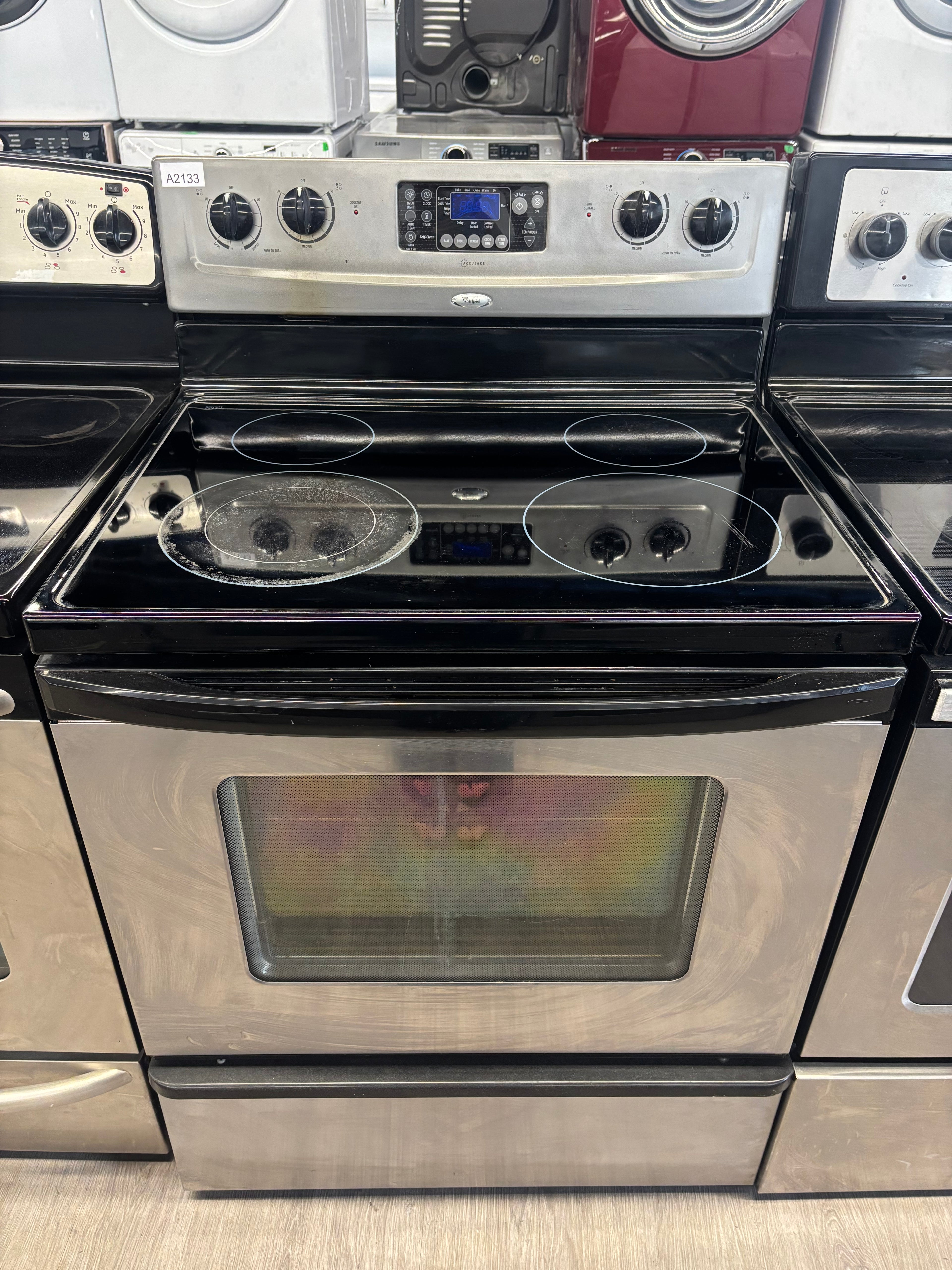 Whirlpool 30” Freestanding Glass Top Range - WERP4101SS