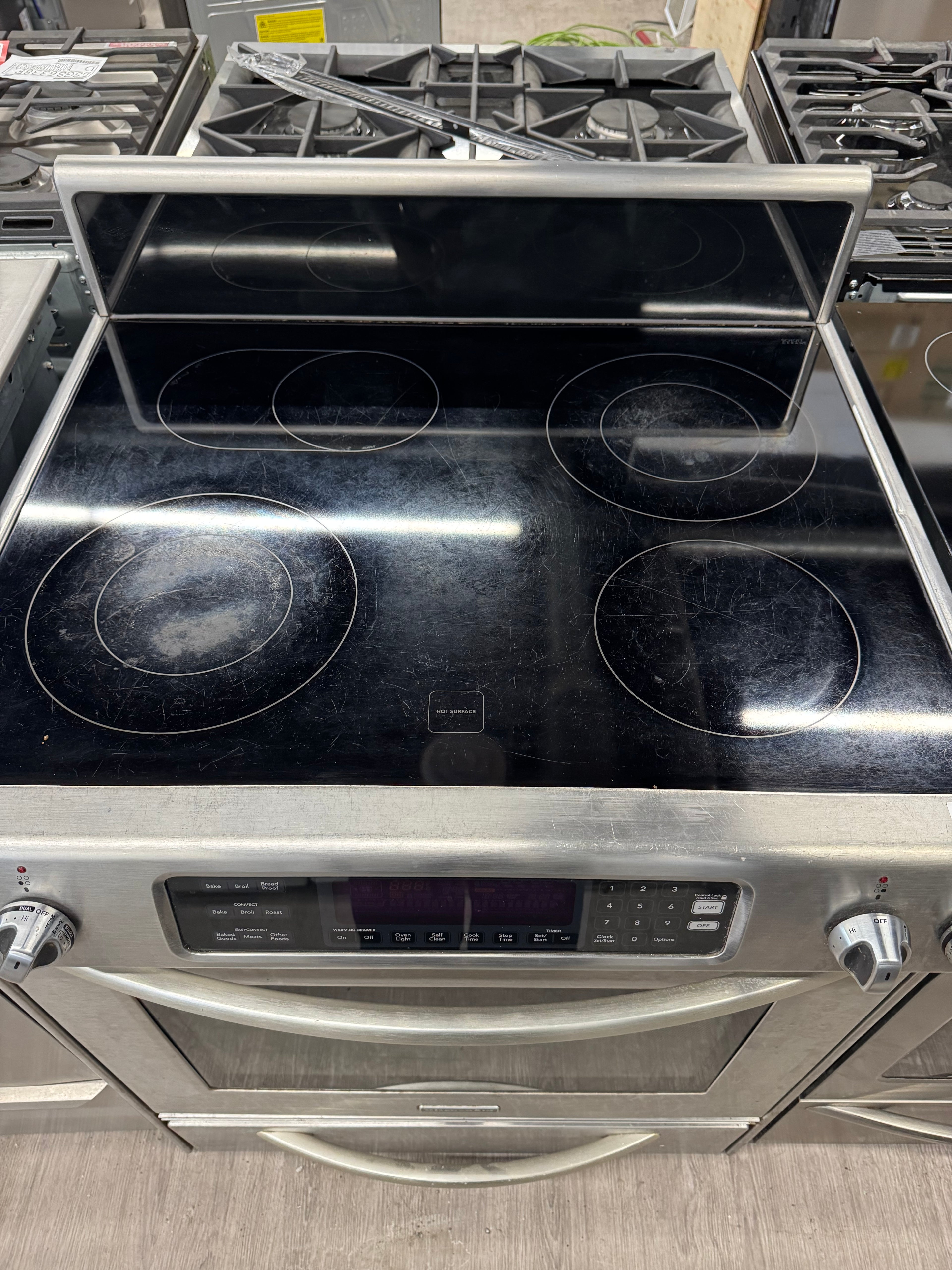 KitchenAid 30” Slide-in Glass Top Range- YKERS807SS