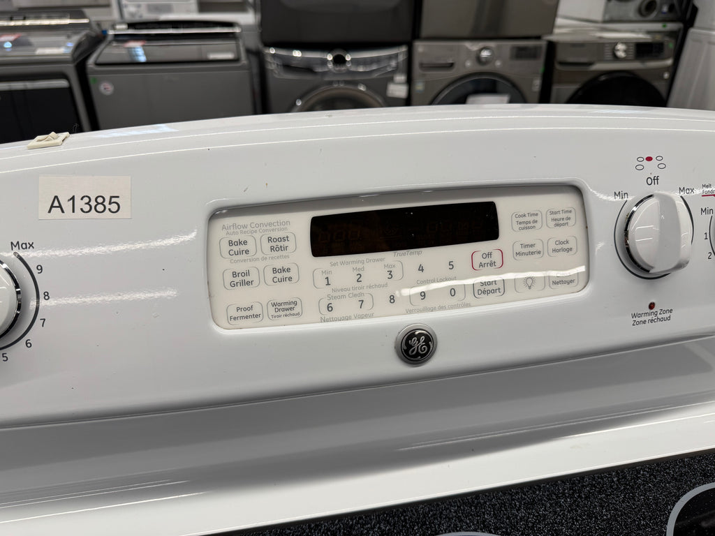 GE 30” Freestanding Glass Top Electric Range - JCBP810DT1WW