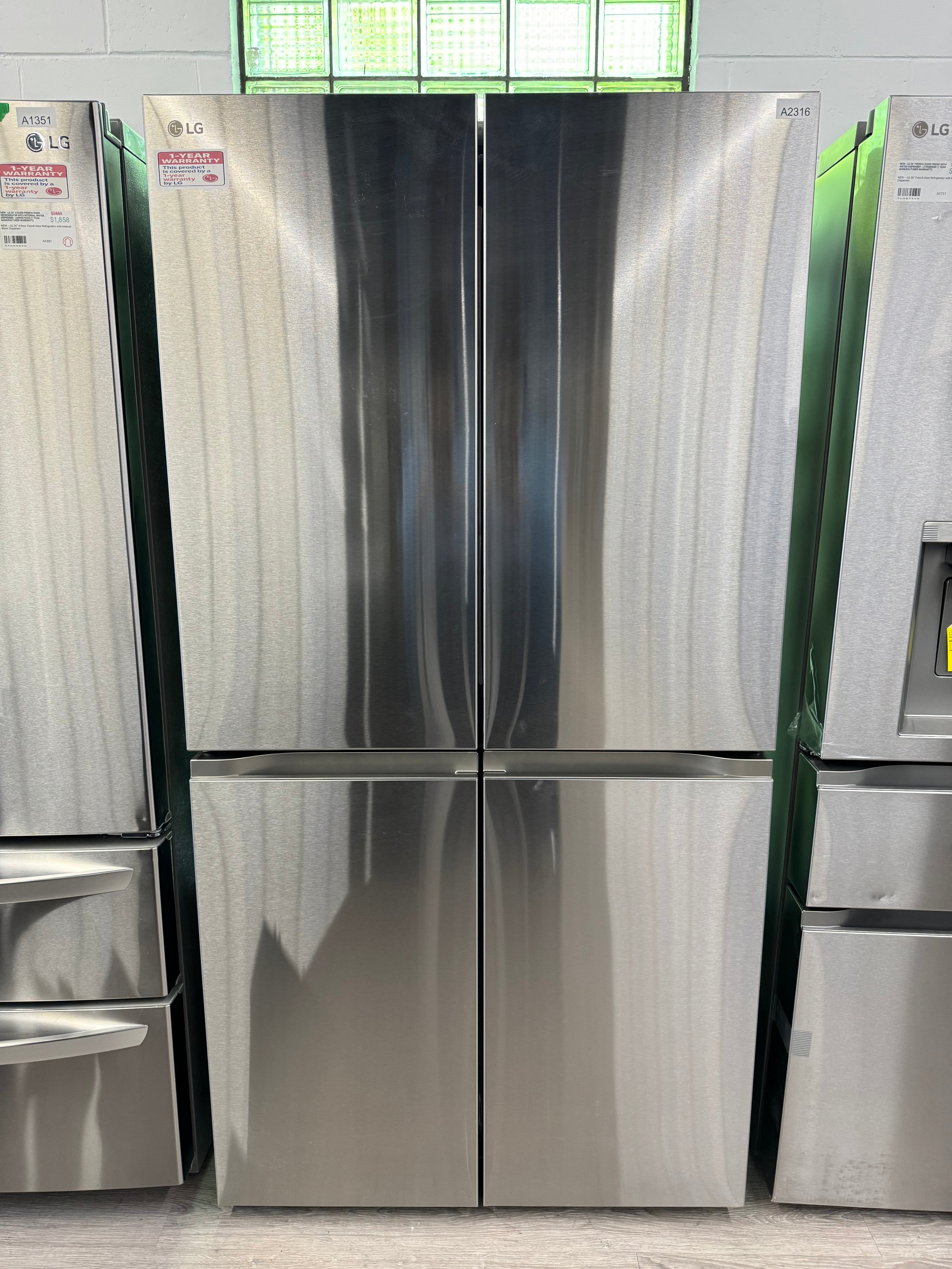NEW - LG 36” Counter Depth French Door Refrigerator - LF24C8200S (1 YEAR MANUFACTURER WARRANTY)