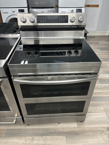 OPEN BOX - Samsung 30” Freestanding Glass Top Double Oven Range - NE63A6751SS