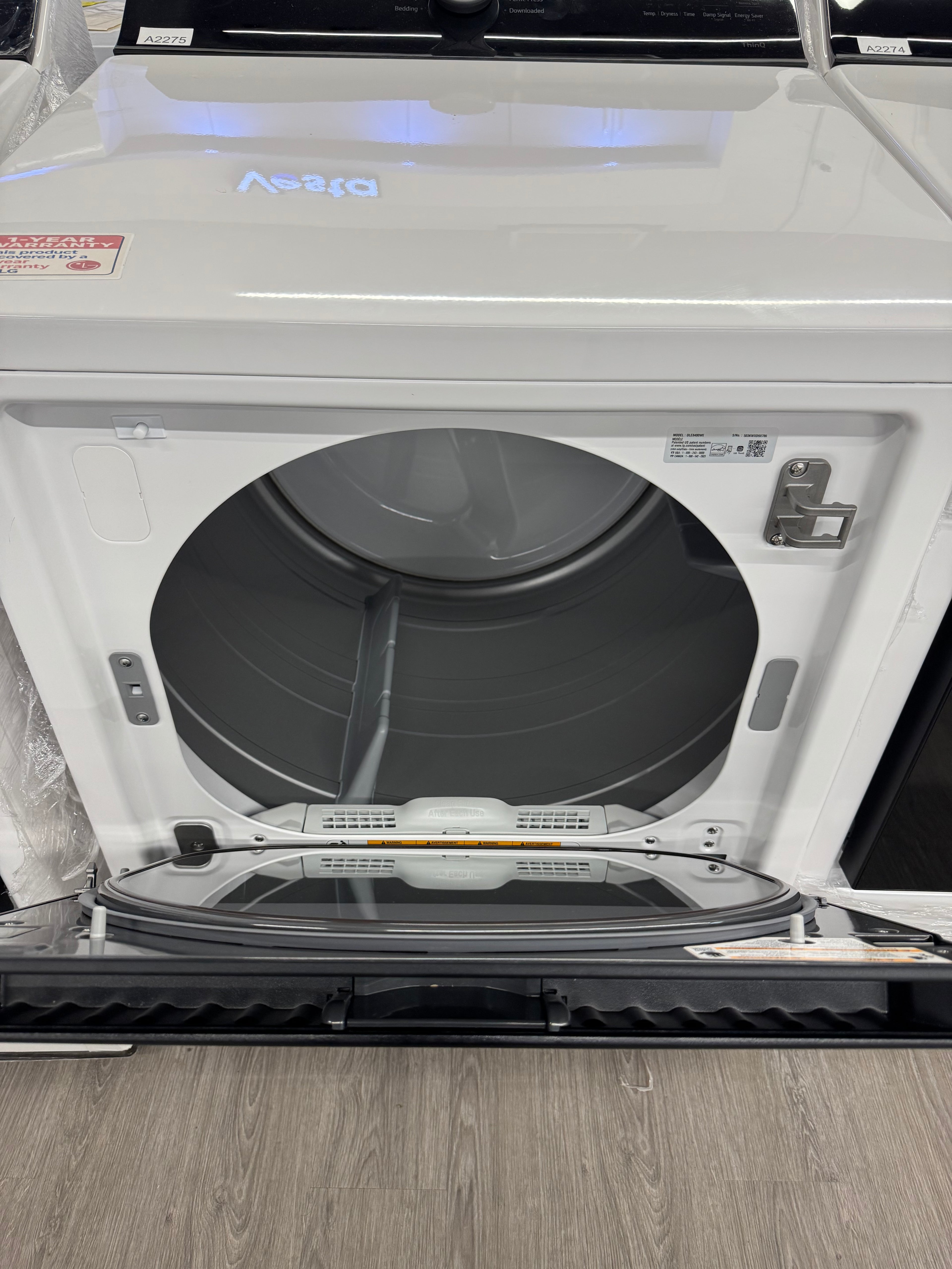NEW - LG 27” Front Load Dryer - DLE8400WE (1 YEAR MANUFACTURER WARRANTY)