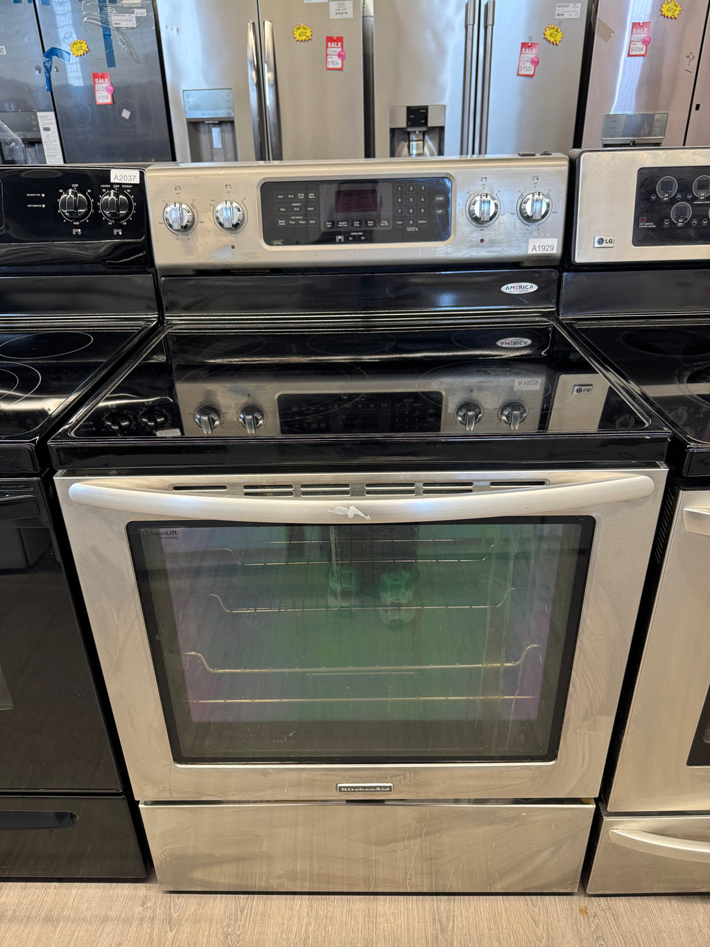 KitchenAid 30” Freestanding Glass Top Range - YKERS202BSS0
