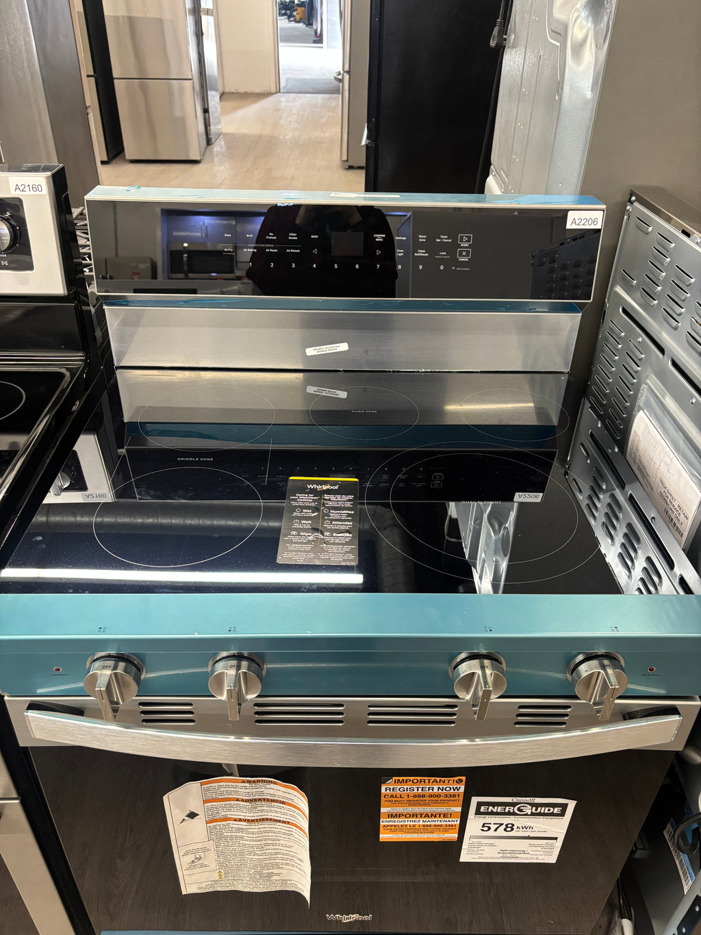 OPEN BOX - Whirlpool 30” Freestanding Glass Top Range - YWFES7530RZ0