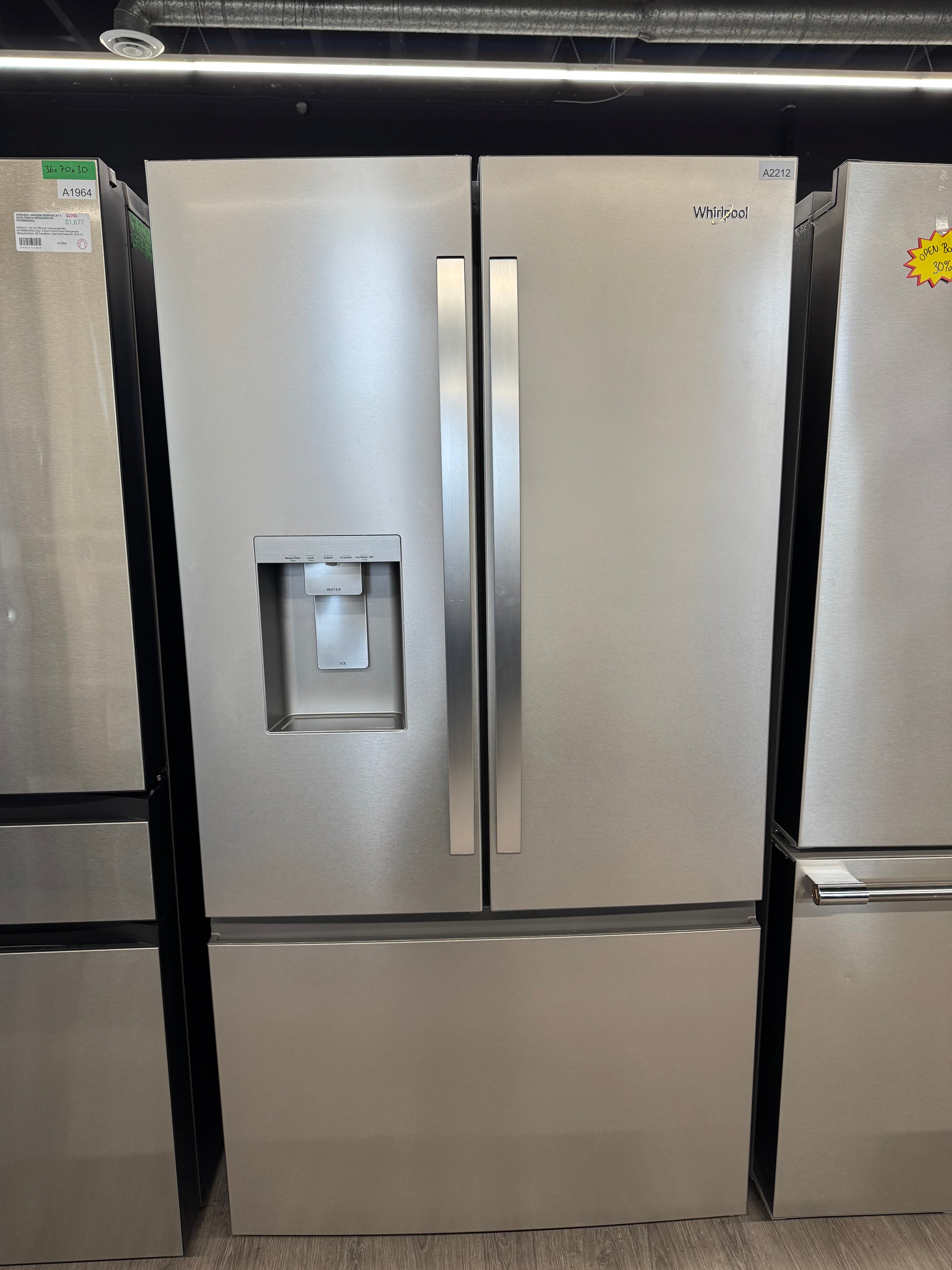 OPEN BOX - Whirlpool 36” French Door Refrigerator - WRFF3536SZ/00