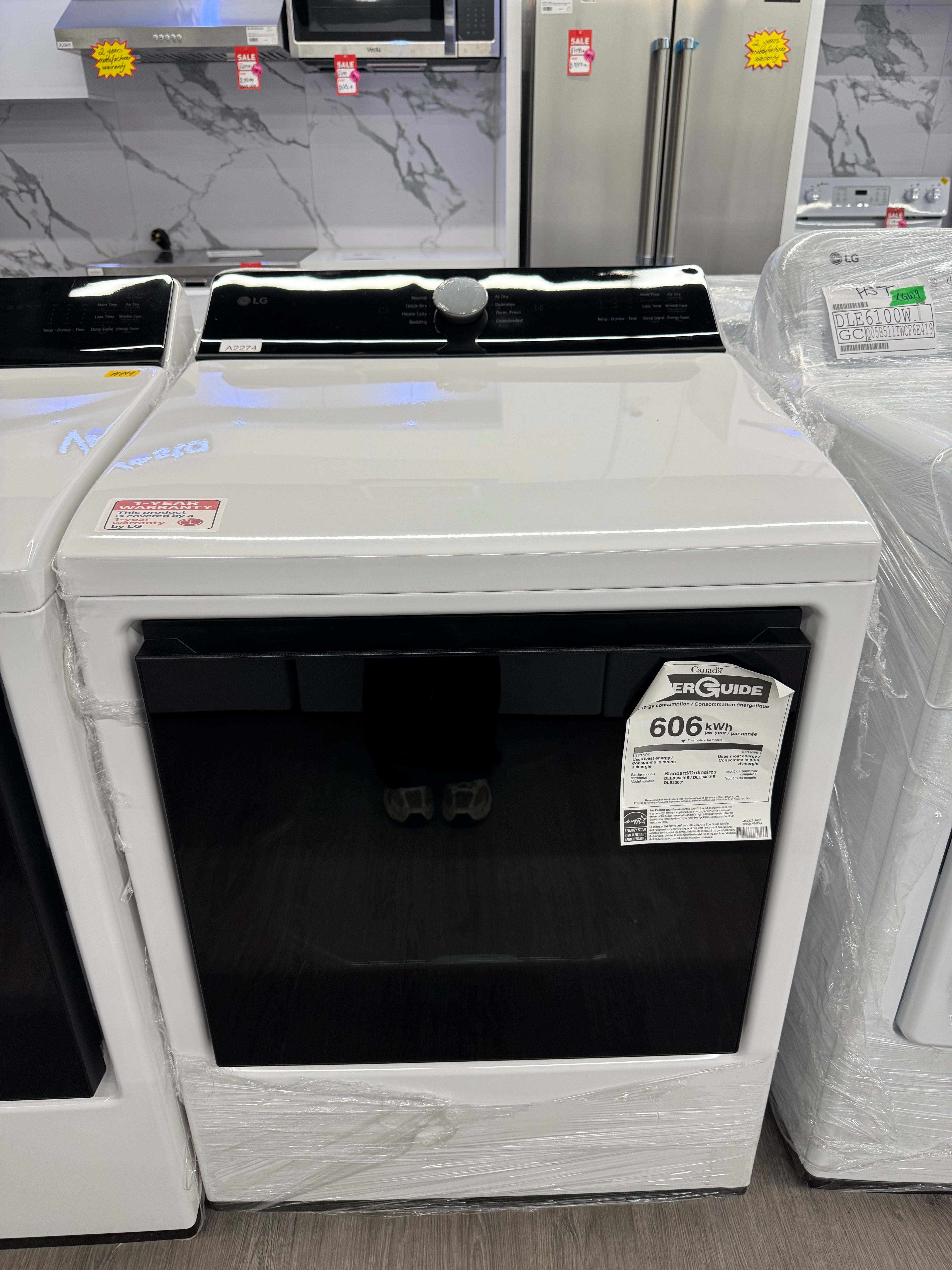 NEW - LG 27” Front Load Dryer - DLE8400WE (1 YEAR MANUFACTURER WARRANTY)