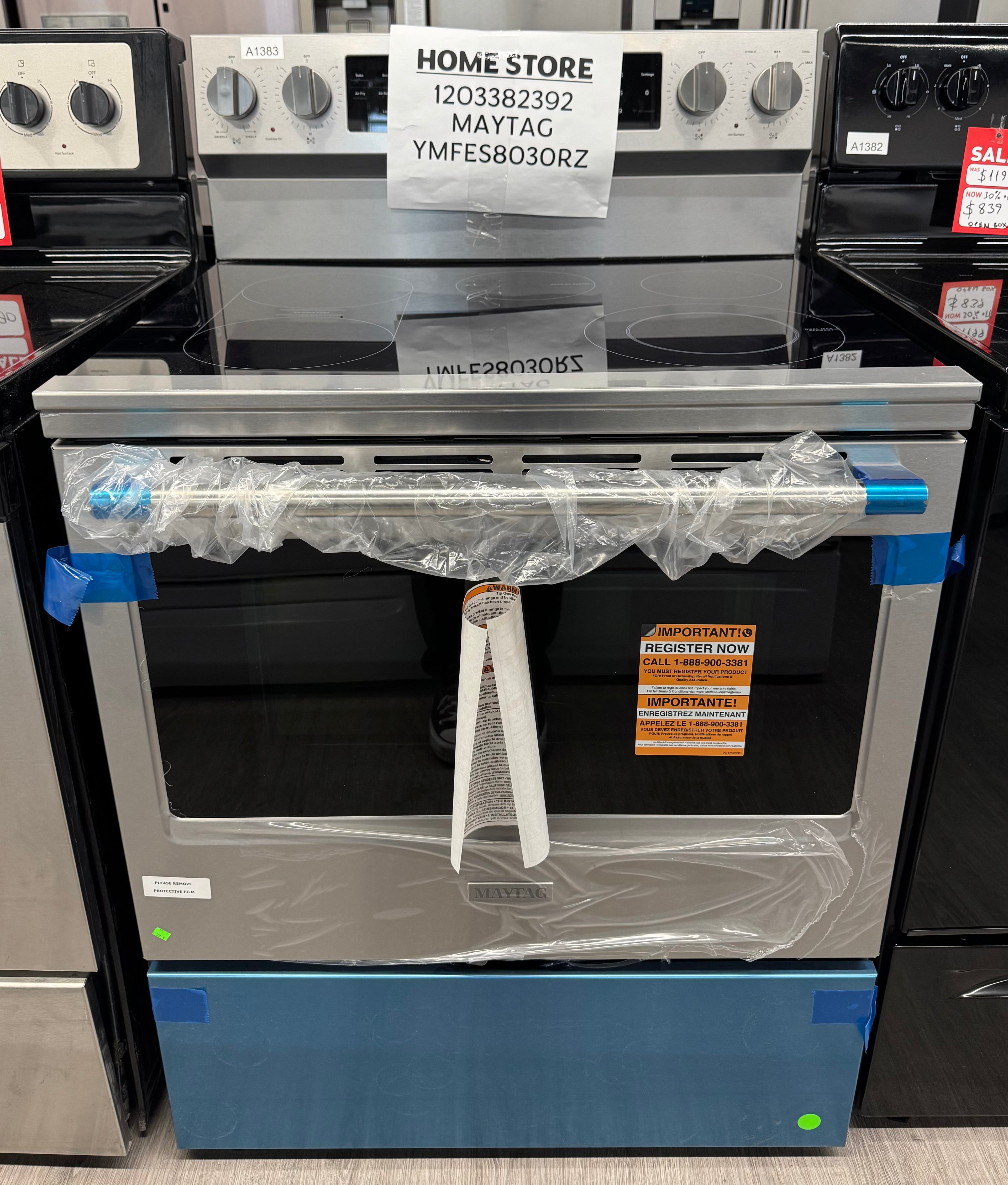 OPEN BOX - Maytag 30” Freestanding Glass Top Range - YMFE8030RZ0