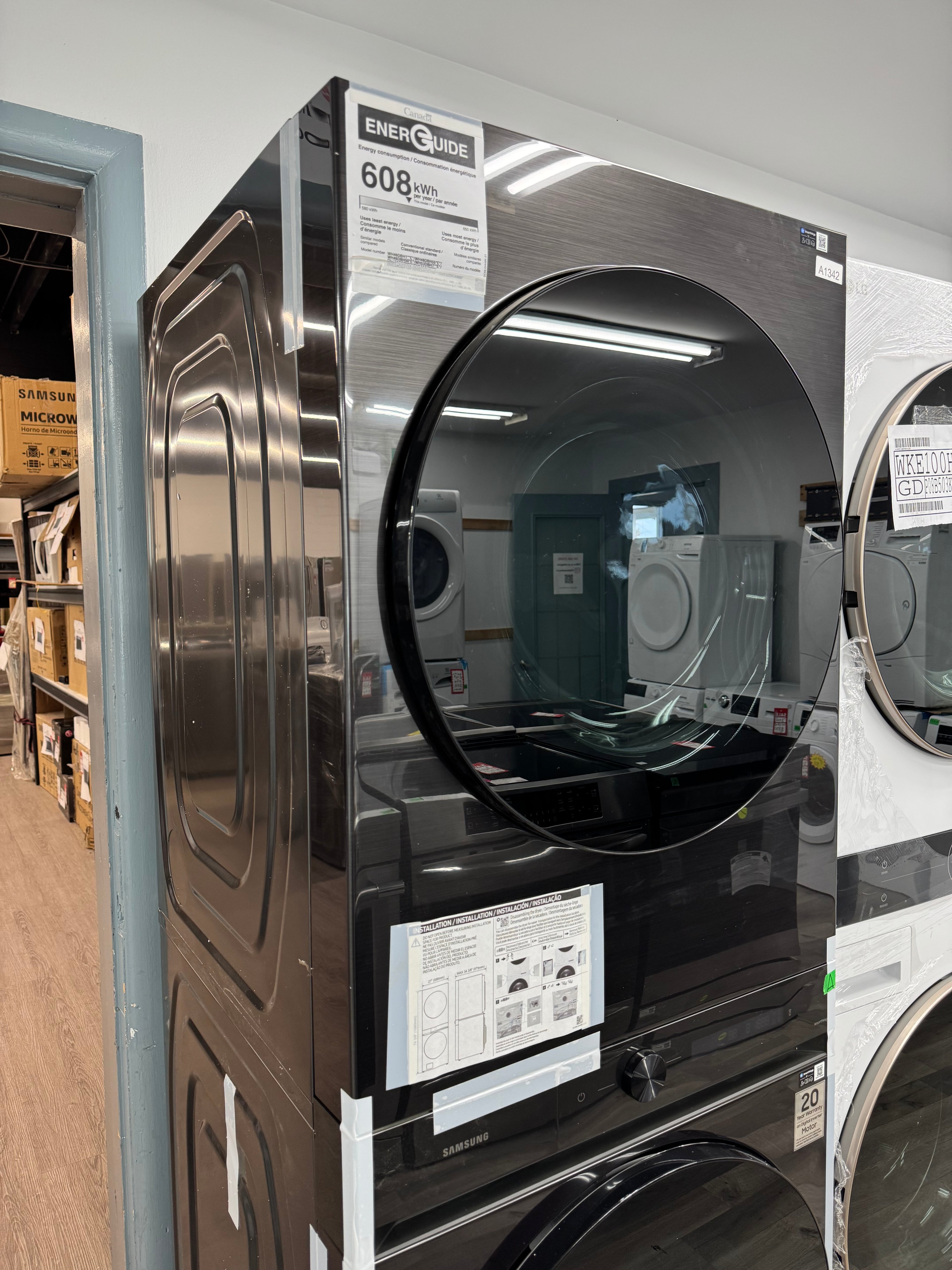 OPEN BOX - Samsung 27” Laundry Center All-in-One Washer Dryer Combo - WH46DBH100EV