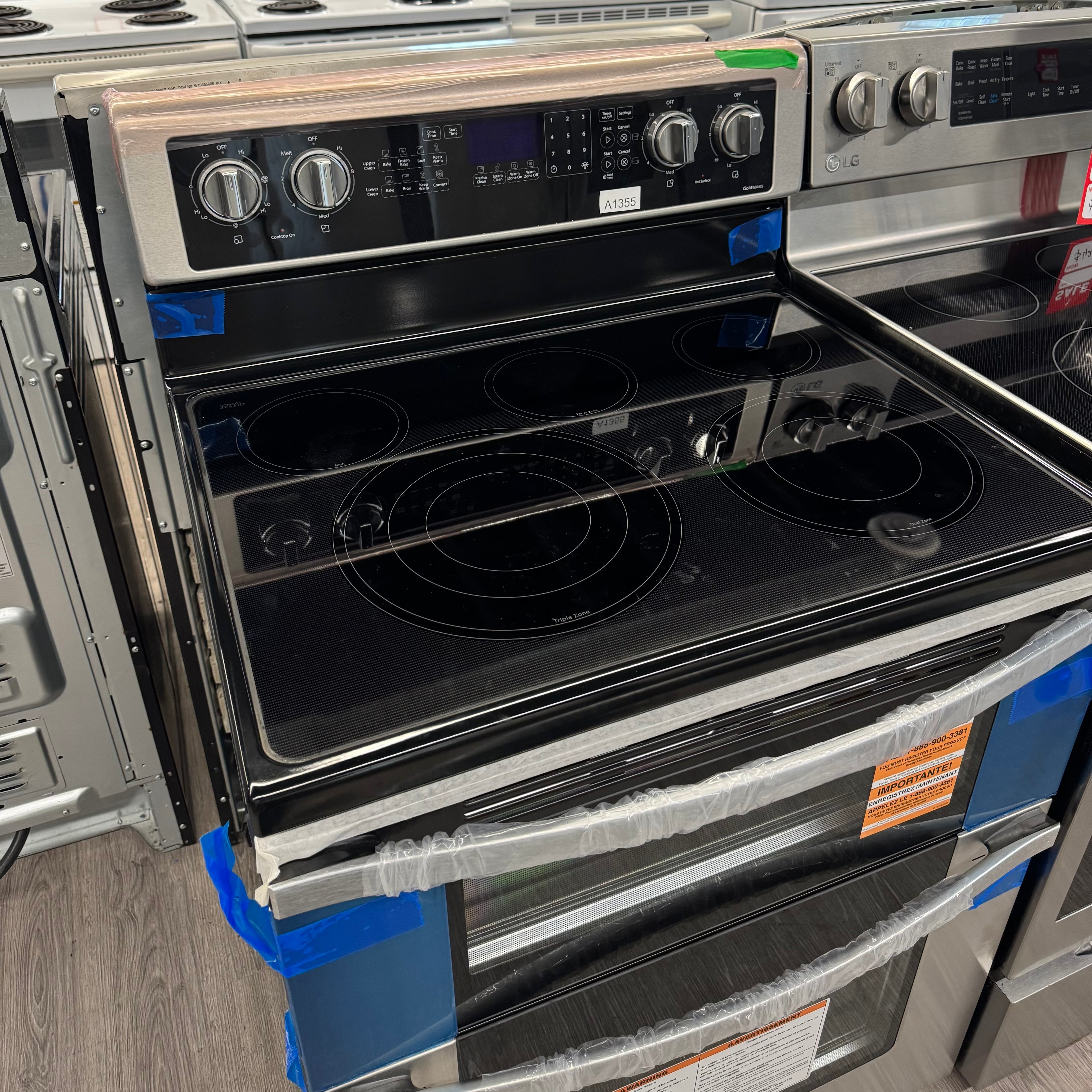 OPEN BOX - Whirlpool 30” Freestanding Glass Top Double Oven Range - YWGE745C0FS