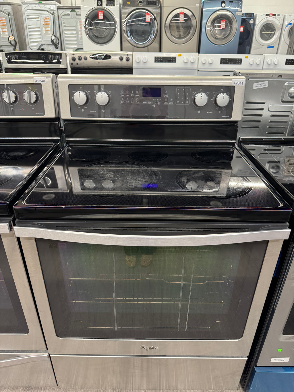 Whirlpool 30” Freestanding Glass Top Range - YWFE710H0BS0