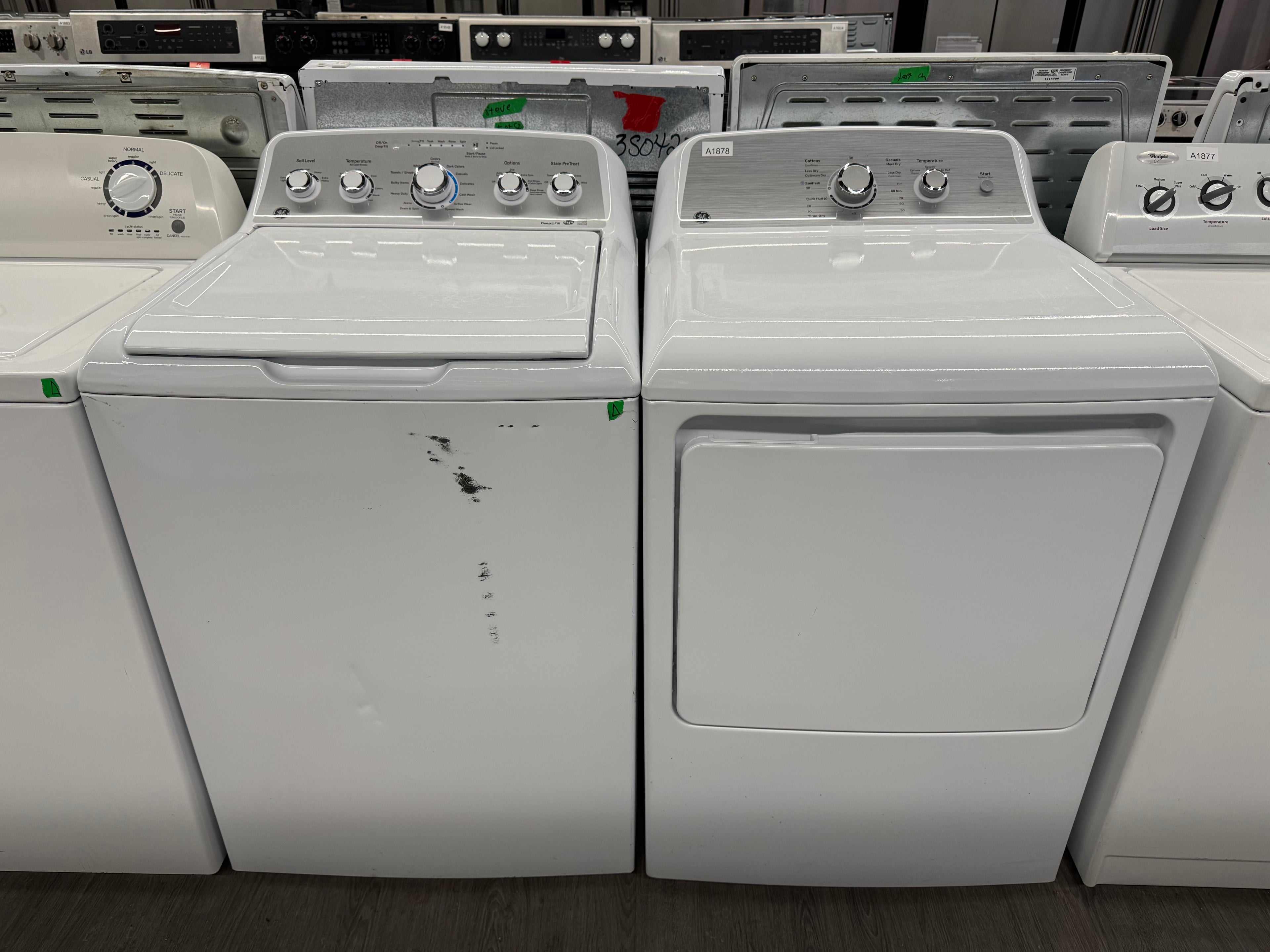 GE 27” Top Load Washer & Dryer Set ( GTW485BMM0WS & GTX33EBMR0WS)