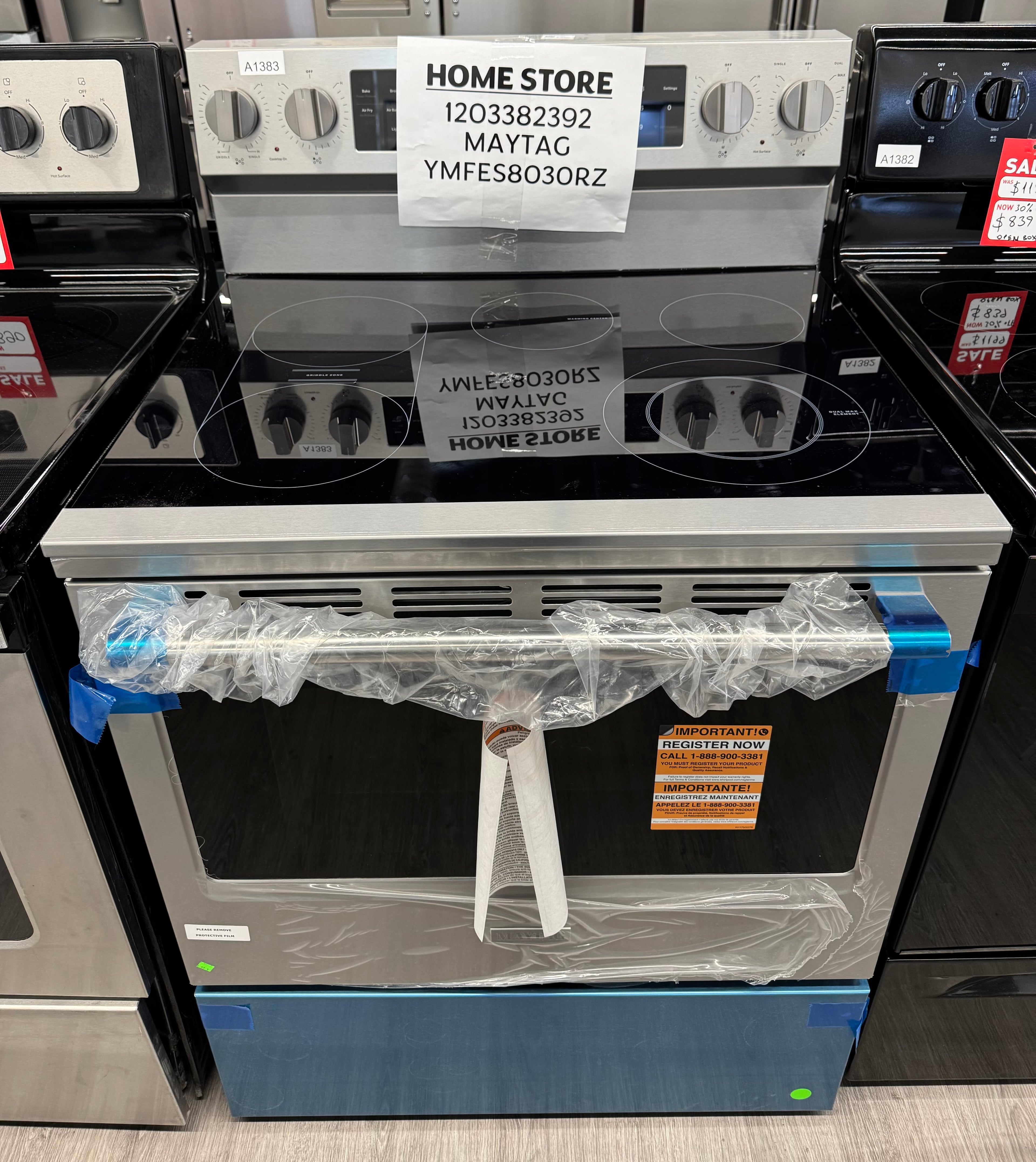 OPEN BOX - Maytag 30” Freestanding Glass Top Range - YMFE8030RZ0