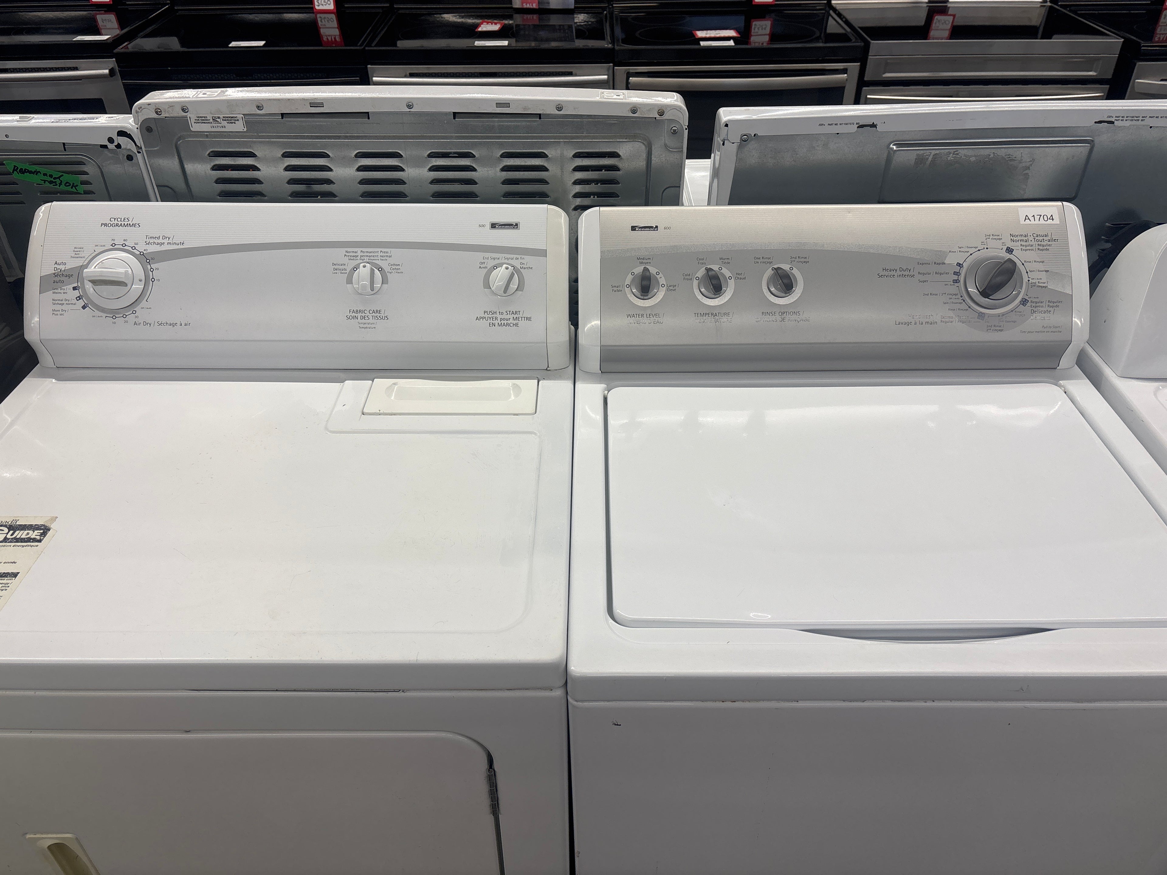 Kenmore 27” Top Load Washer & Front Load Dryer Set (110.29692800 & 110.C68692700)
