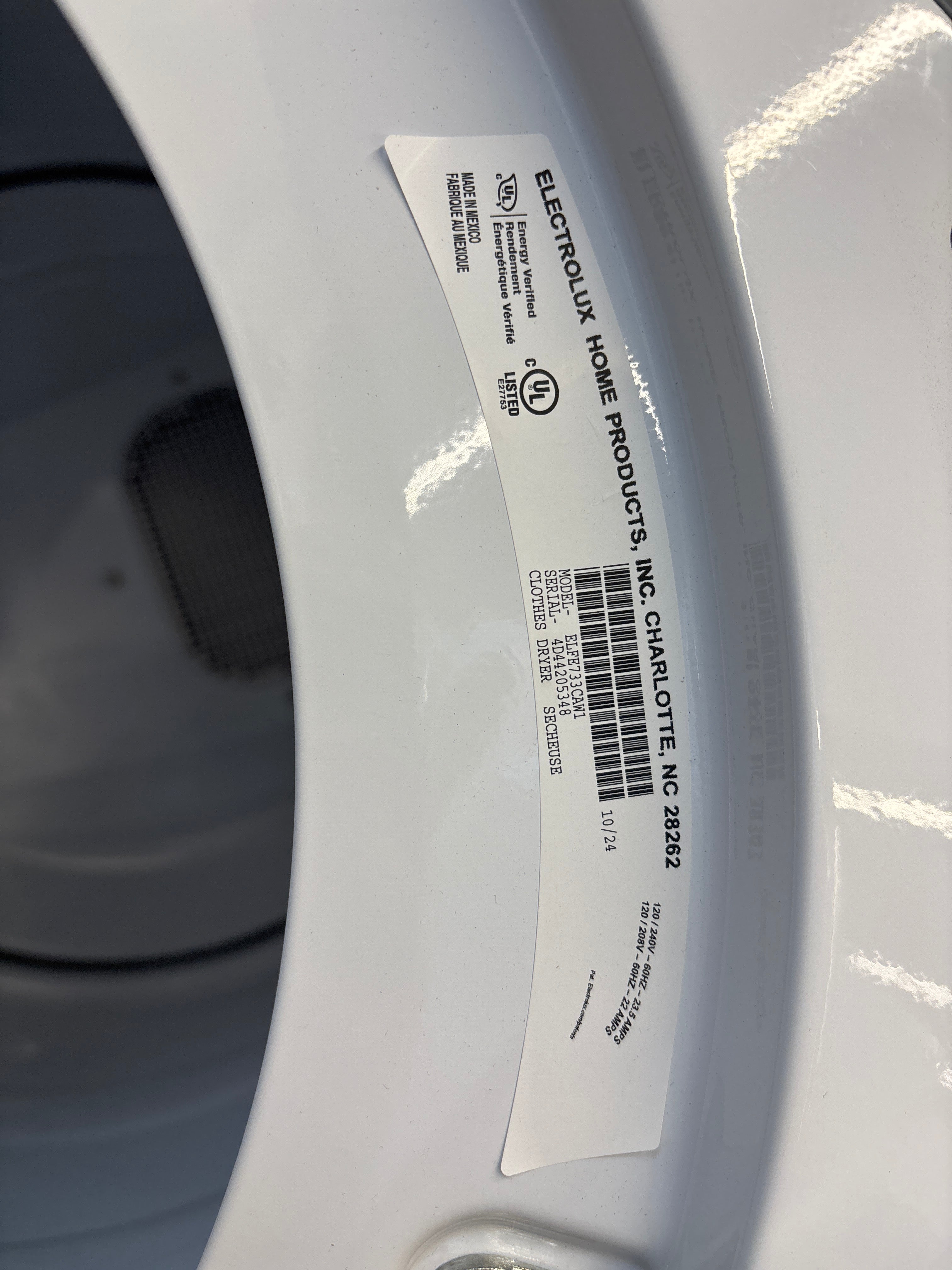 OPEN BOX - Electrolux 27” Front Load Electric Dryer - ELFE733CAW1